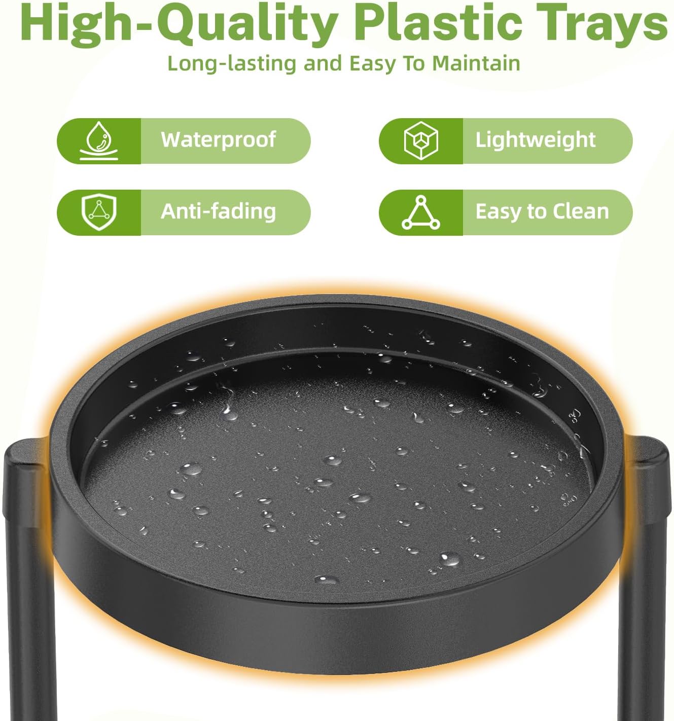 iDavosic.ly 6 Tier Folding Plant Stand Indoor Outdoor, Plastic Tray, Black | Space Saving Tiered Corner Storage Display