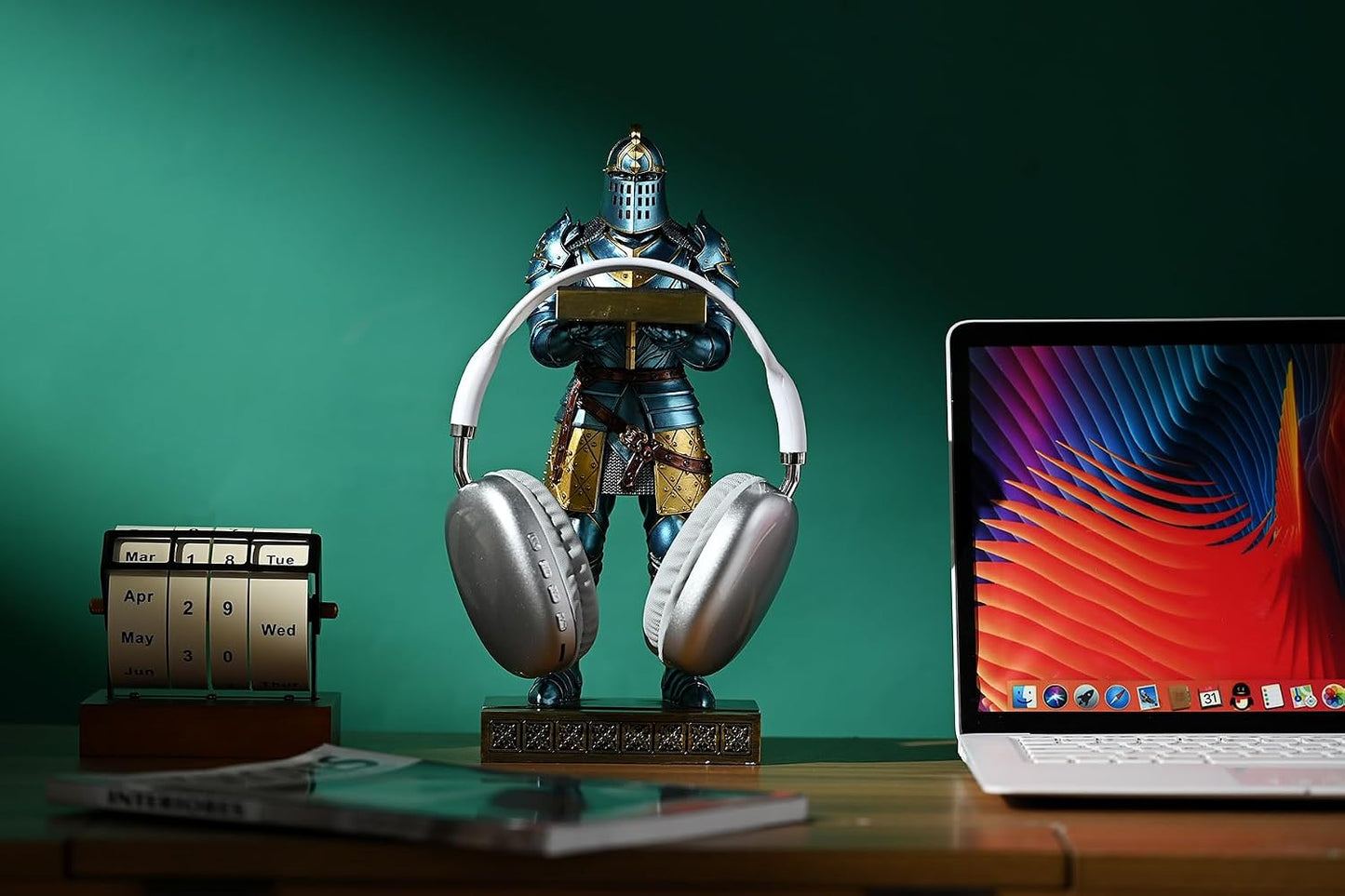 King's Guard Headphone Stand Watch Stand Jewelry Holder Tray Tower Blue | 12.20 Inch Resin Warrior Pen Holder Cell