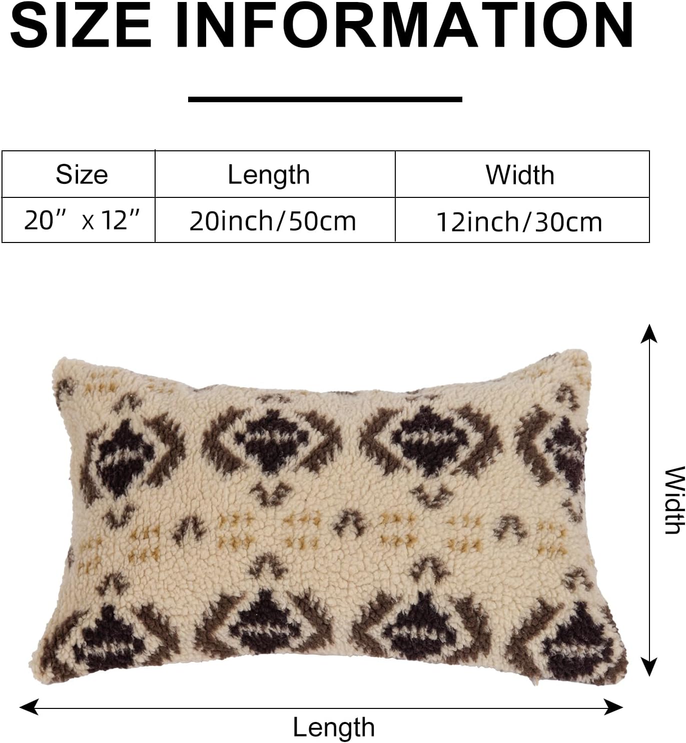 Boho Lumbar Throw Pillow Cover / Brown / 12 x 20