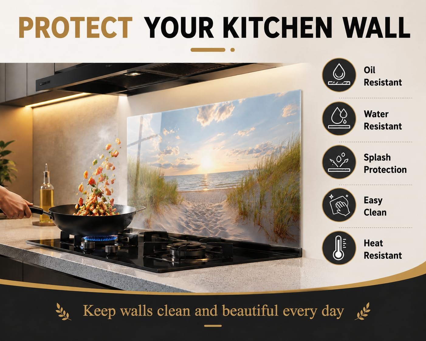 beach Glass Backsplash / 30"L x 18"W