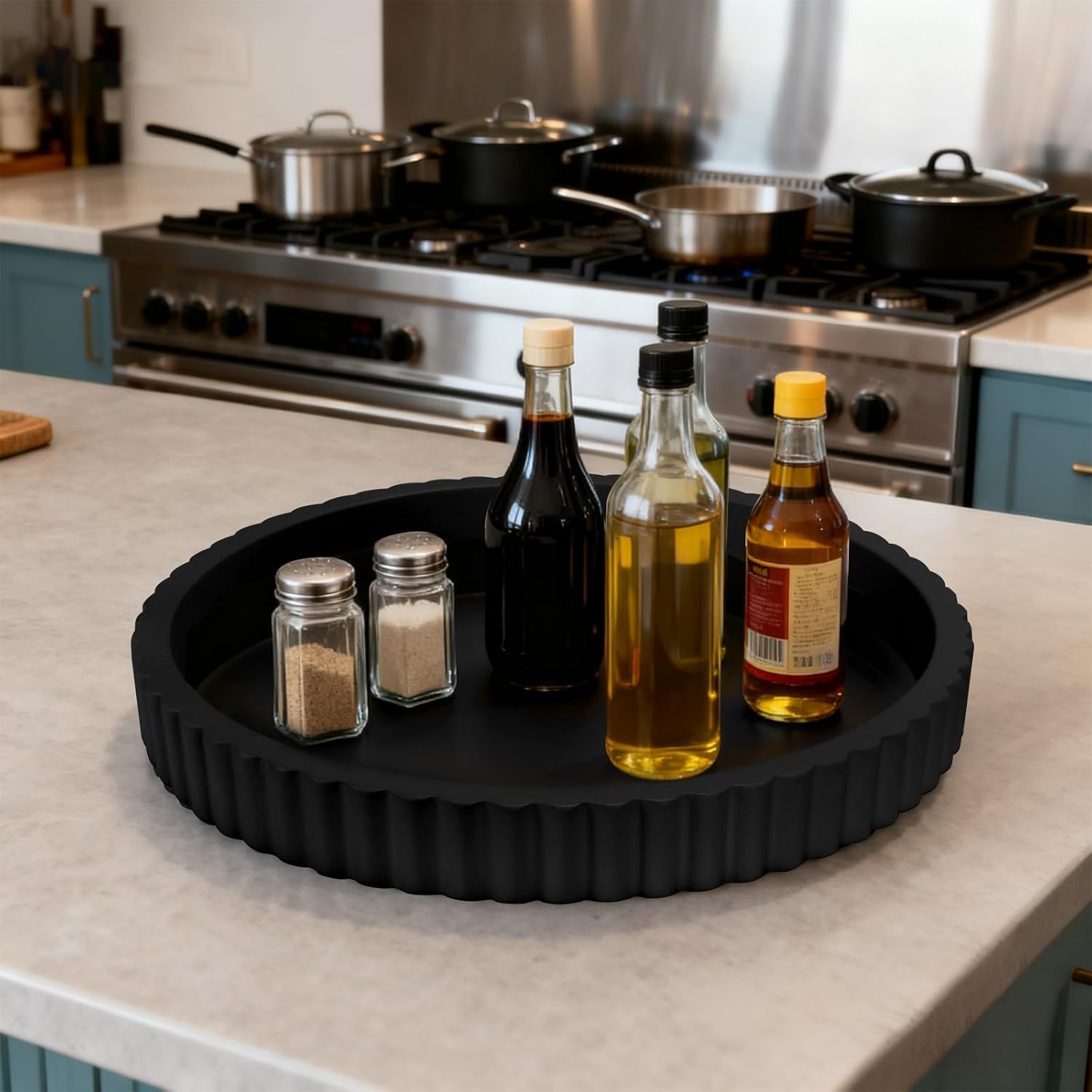 12'' Resin Modern Decorative Tray / Black