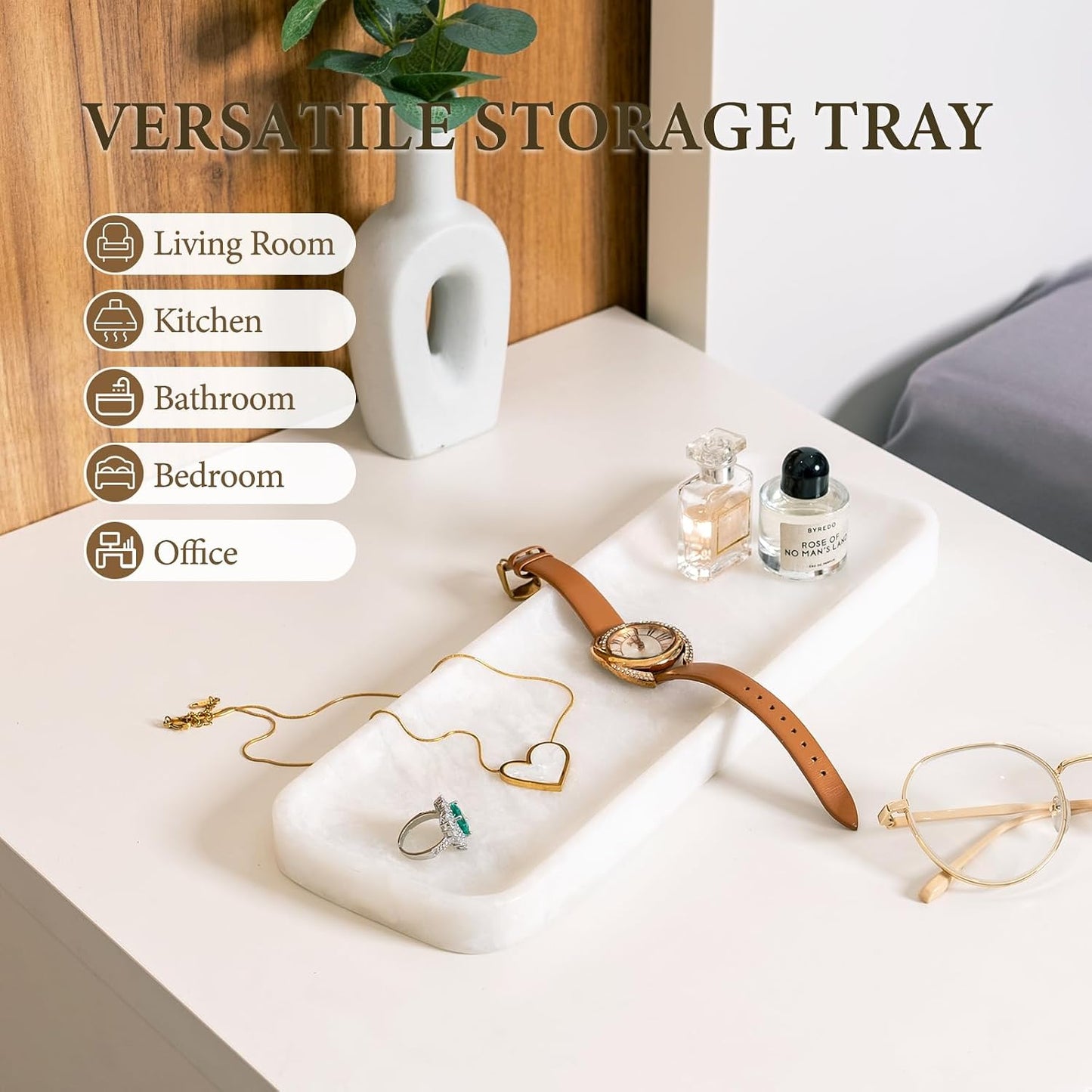 Stone Tray / Marble Tray / 12 x 4 / Namib Bianco / Natural