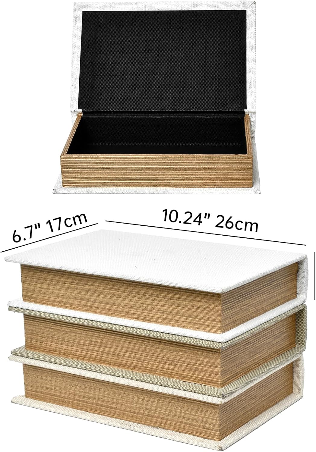 Modern Linen and Wood Decorative Faux Book Boxes / Taupe,beige,off-white / Set of 10