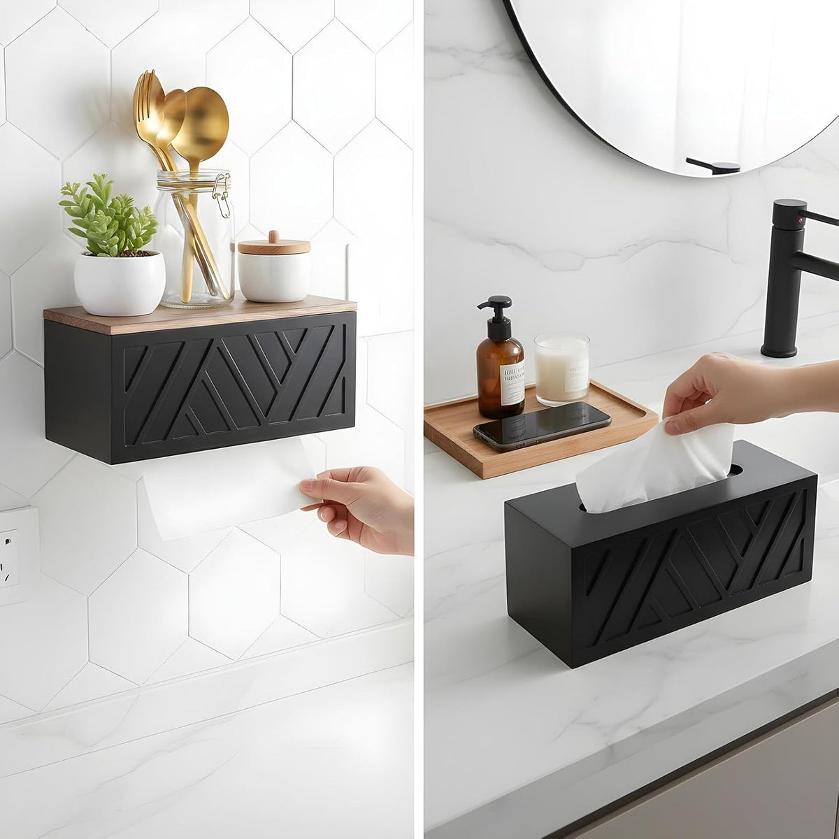 Paper Towel Dispenser Wall Mount Paper Towel Holder with Lid Solid Wood Commercial C-Fold, Z-Fold Hand Papers Towels