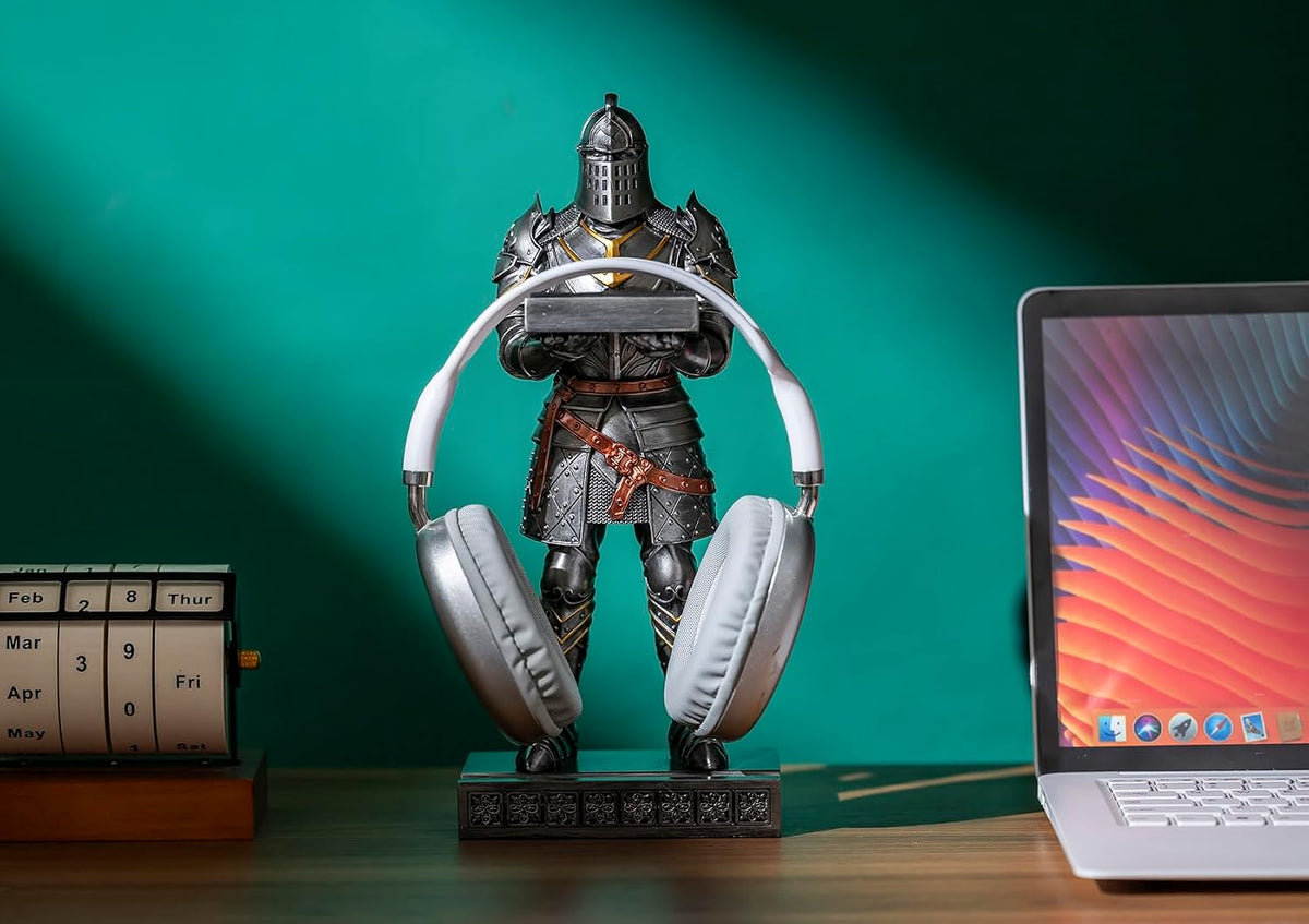 King's Guard Headphone Stand Watch Stand Jewelry Holder Tray Tower Iron | 12.20 Inch Resin Warrior Pen Holder Cell