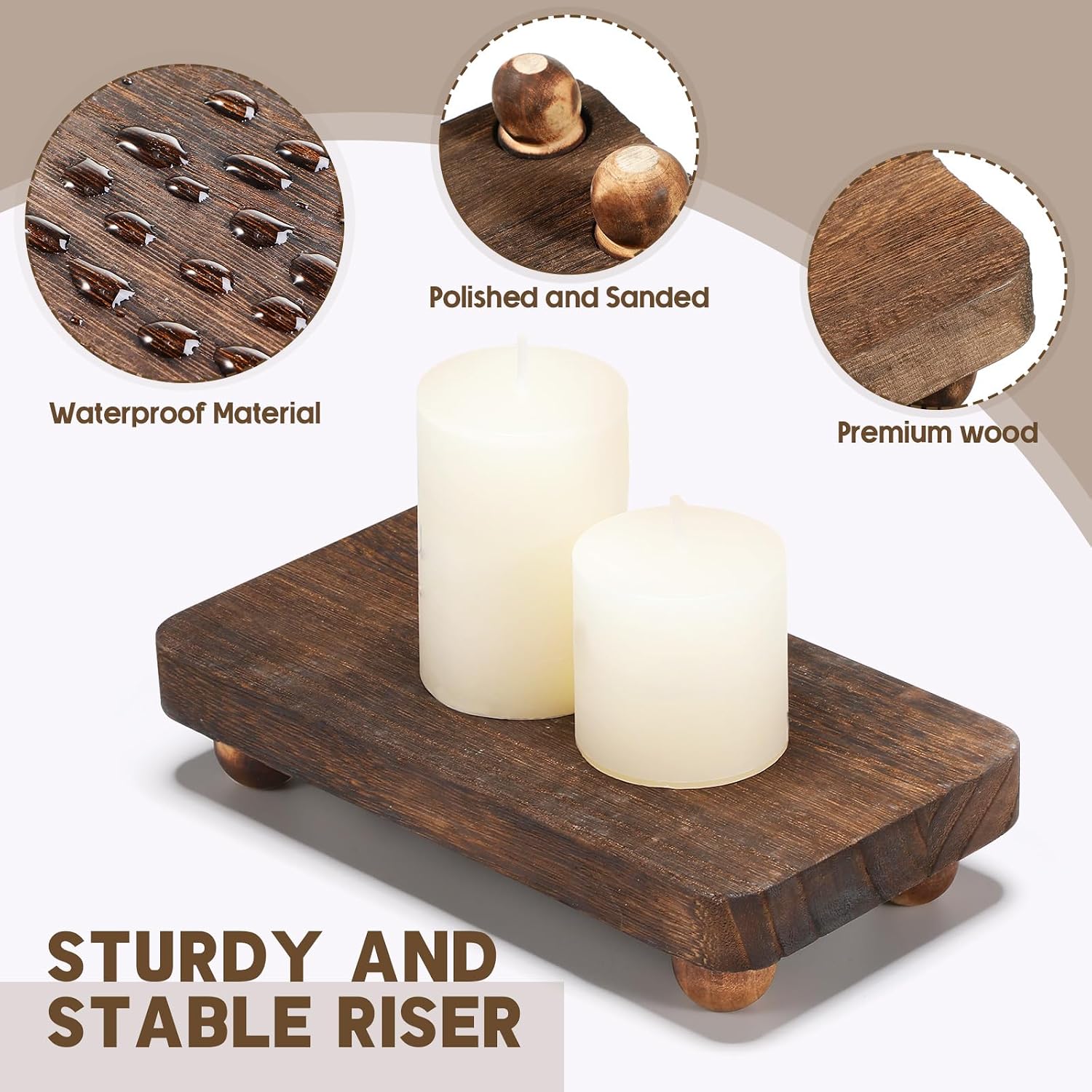 Wooden Risers for Display Pedestal Stand Wooden for Decor Farmhouse / Brown / 12 x 6.7 / Set of 3