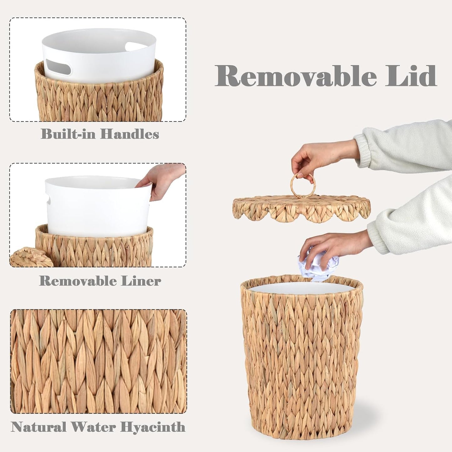 Wicker Waste Basket / 2.6 Gallon