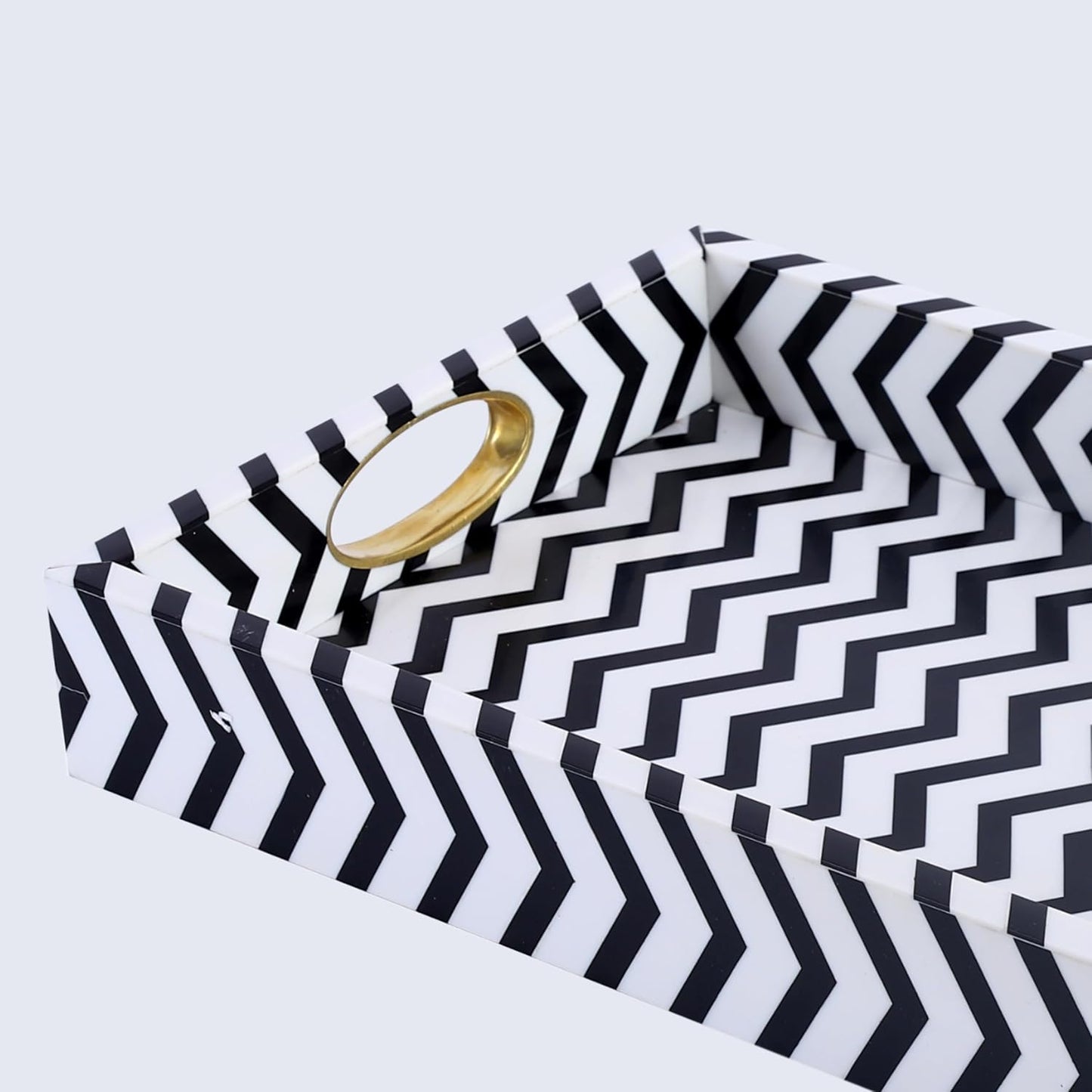 White Decorative Tray / 11 x 17 x 2.5 / Safari / Black