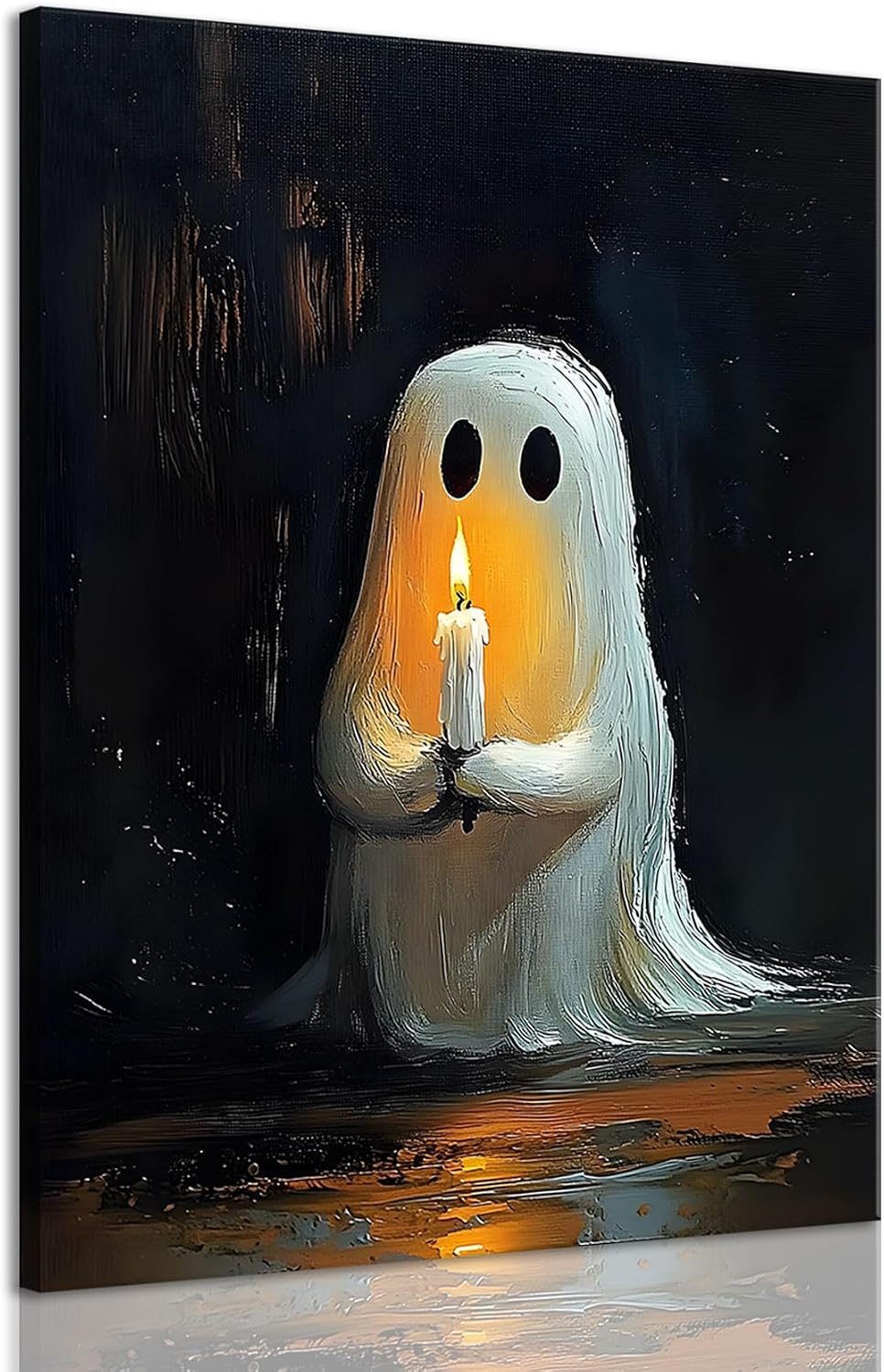 ILLBDR Halloween Ghost Holding Candle Canvas Wall Art 12x16 inch