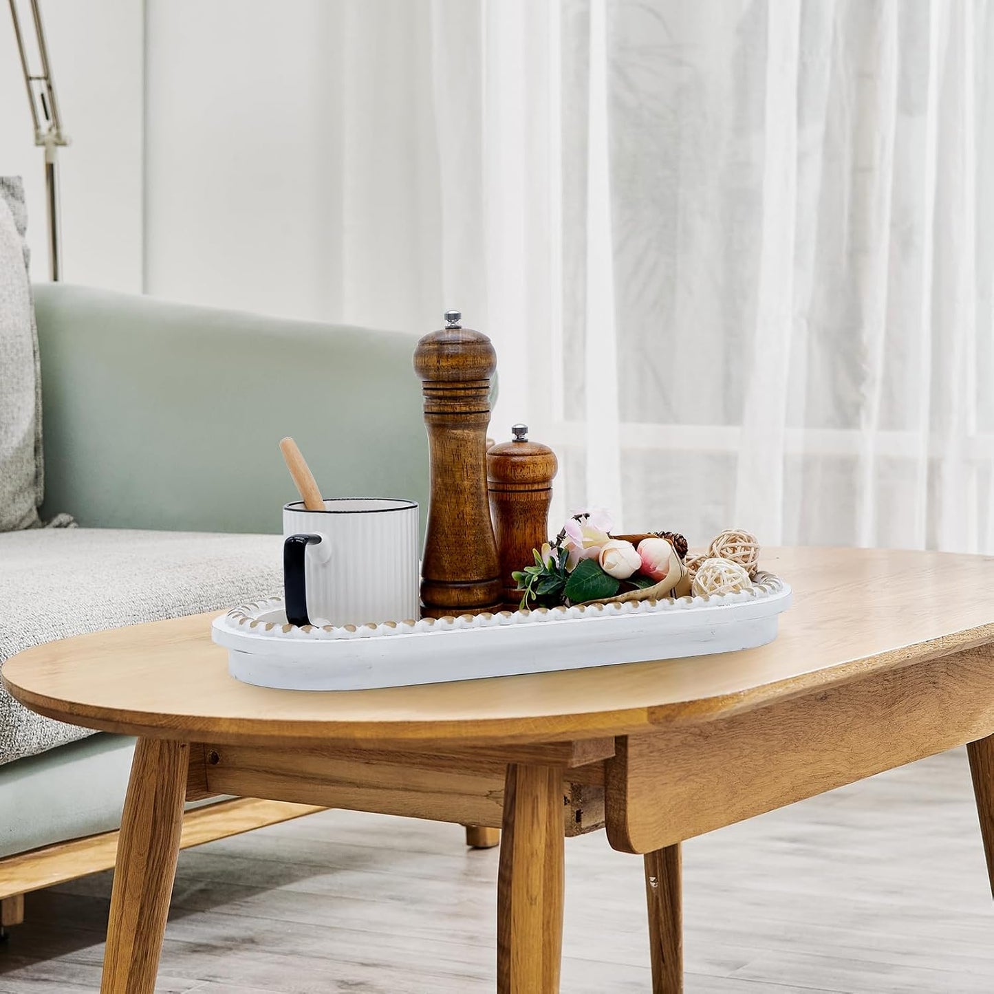 Wood Serving Tray / White