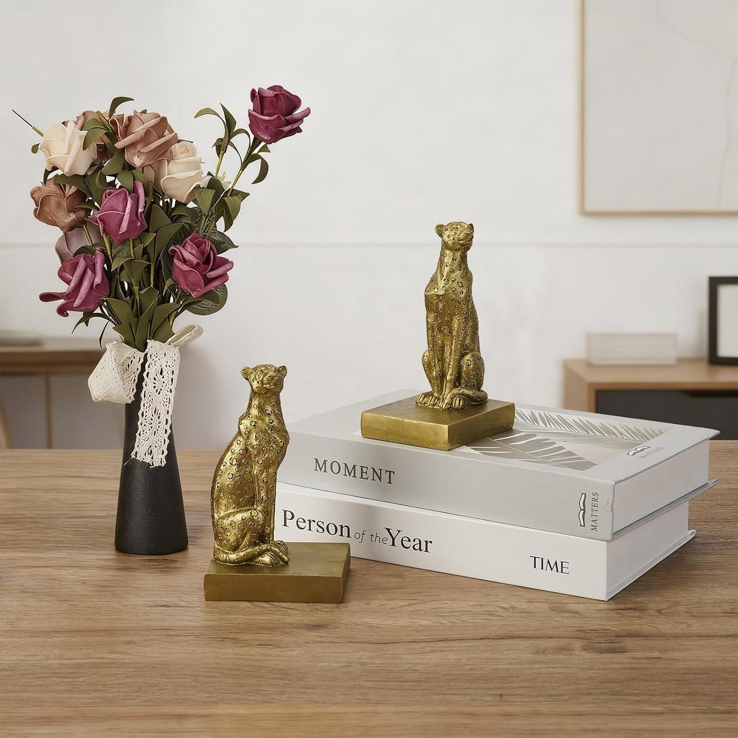 Book Ends / Gold Cheetah Bookends / Cheetah Bookends Gold