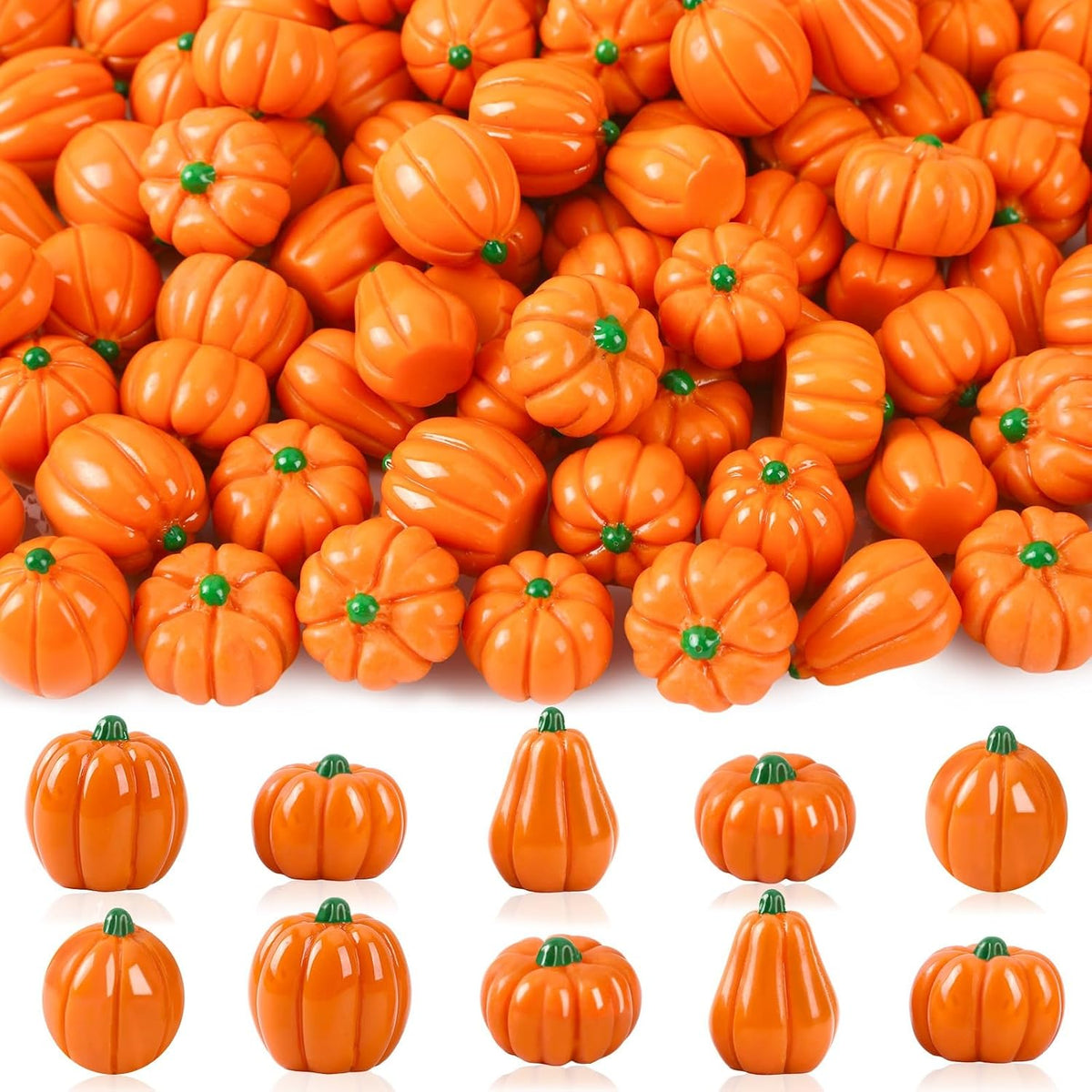 60Pcs Mini Artificial Pumpkins,Small Resin Pumpkins for Crafts