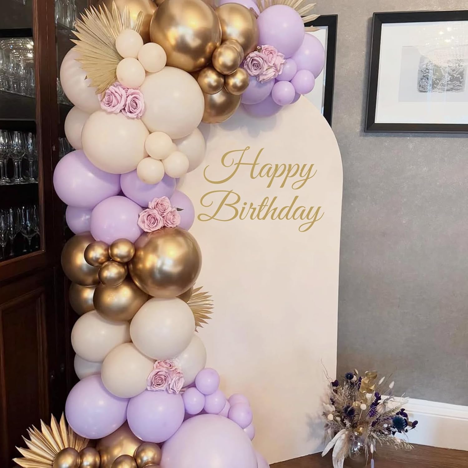 Happy Birthday Party Decal for Women Men / Gold