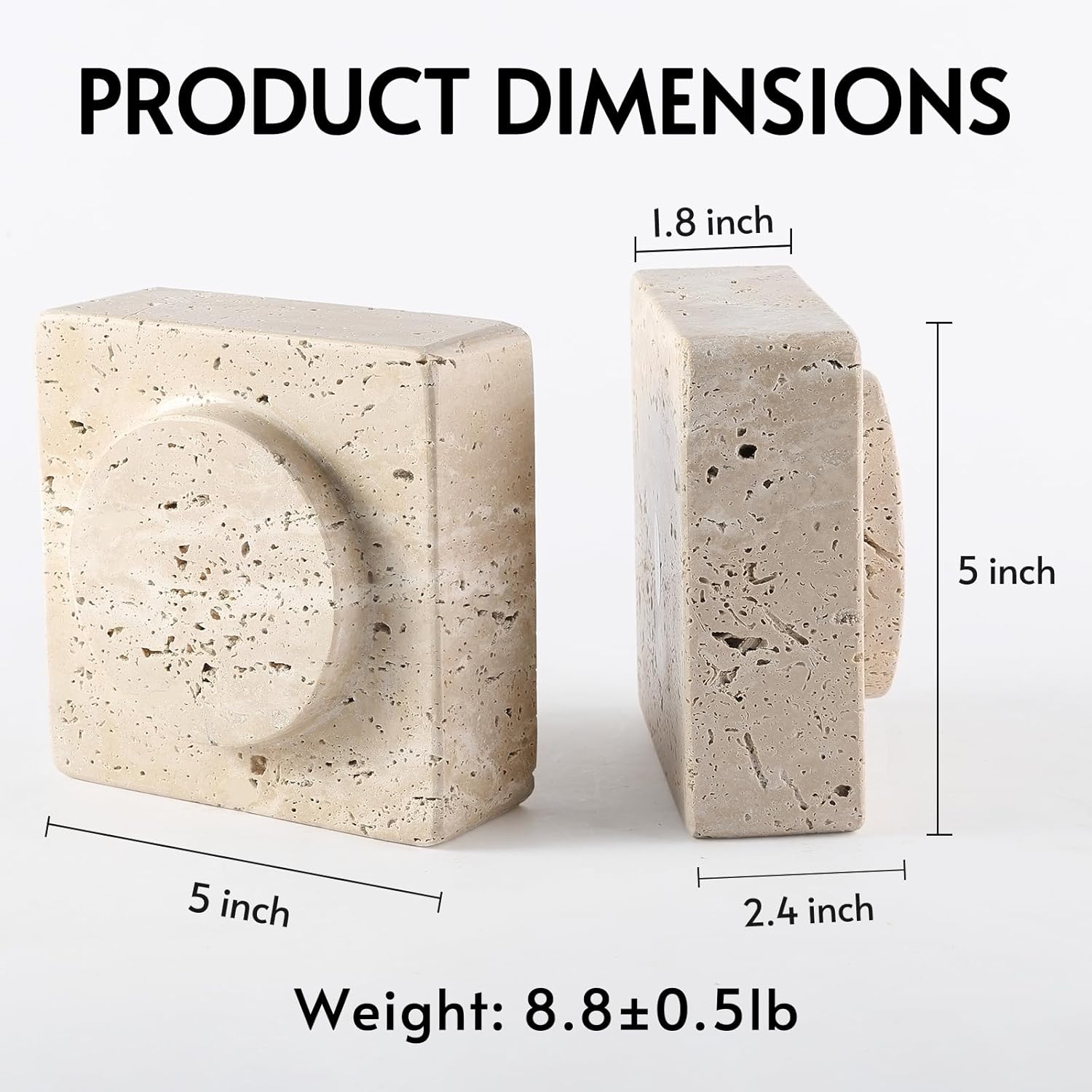 Bookends / Marble Square Book Ends / Square Beige Travertine