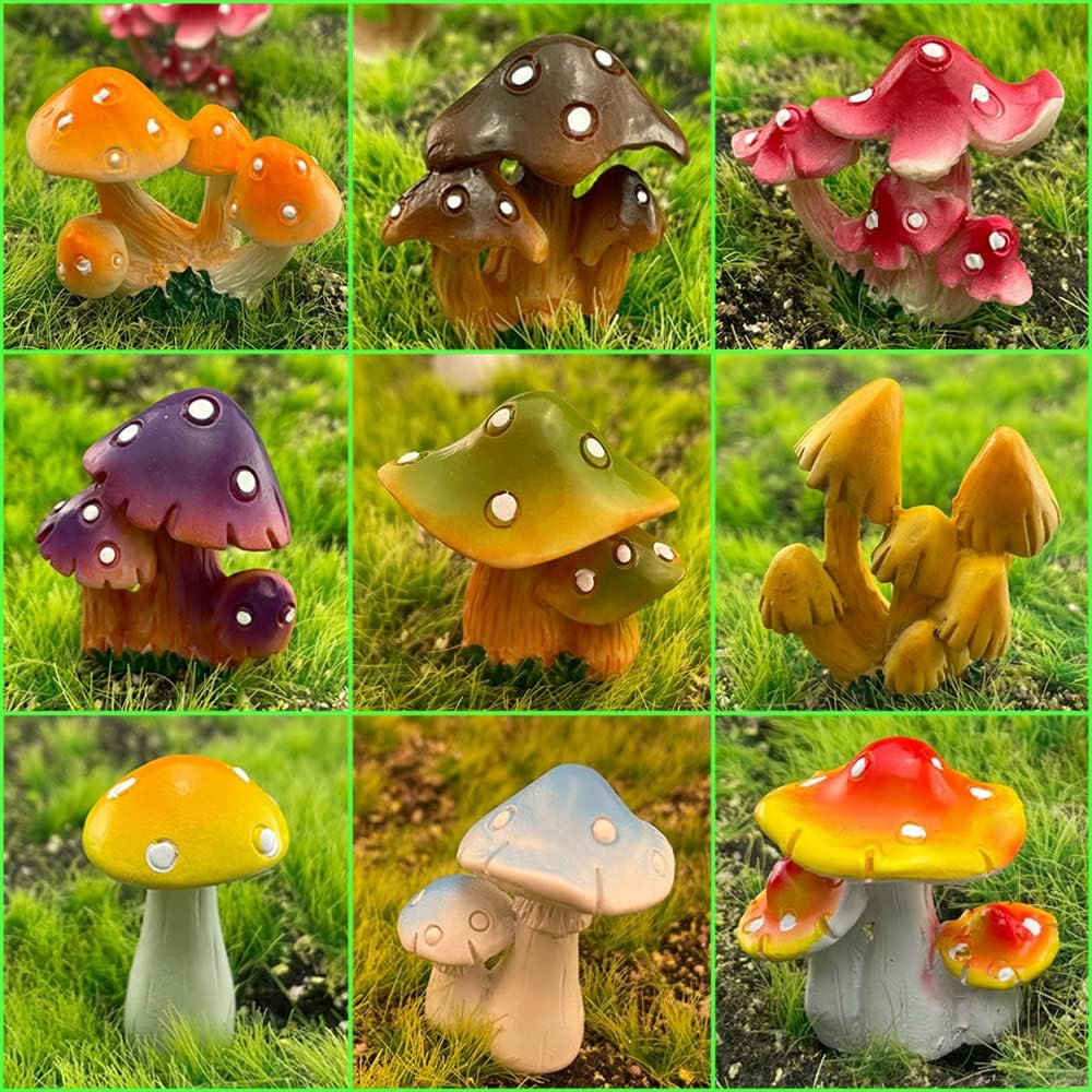 1.5 to Resin Mushroom / 1.8 Inch / Set of 12