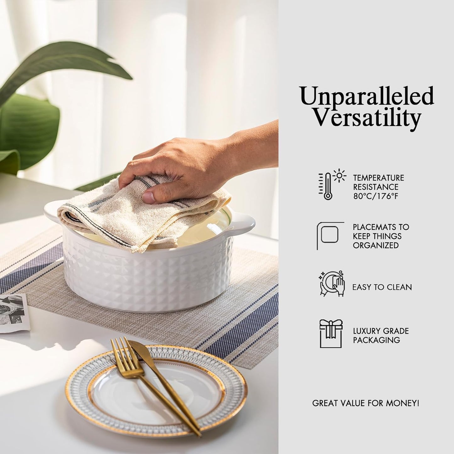 Placemats Set of 12 - Easy Clean Woven Vinyl Placemats for Dining Table, Indoor/Outdoor Place Mats, Washable PVC Table