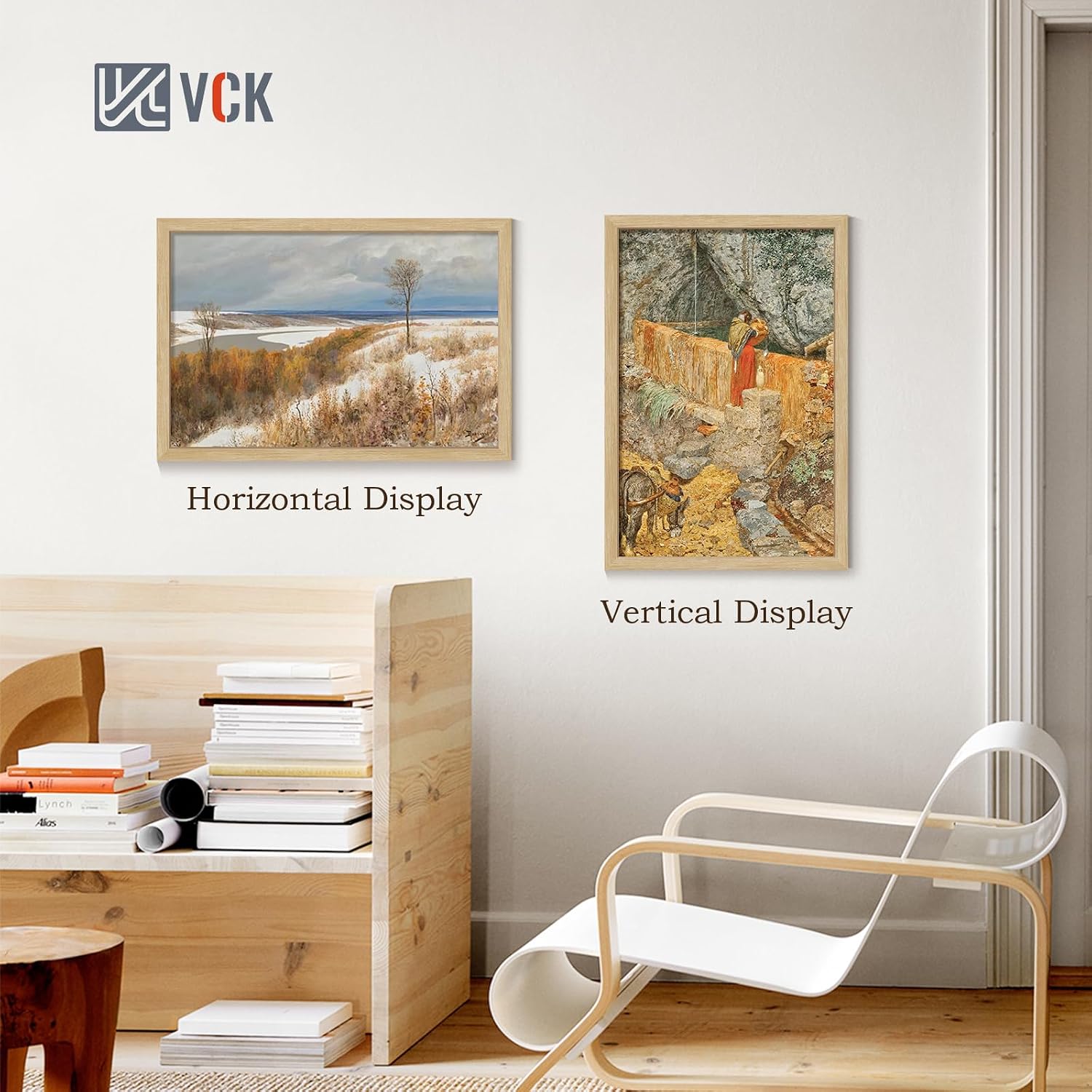 VCK 20x30 Frame Oak 4 Pack, Wide Thick Wood Border, for Poster/Print | Exclusive Woodgrain, Wall Hanging, HD