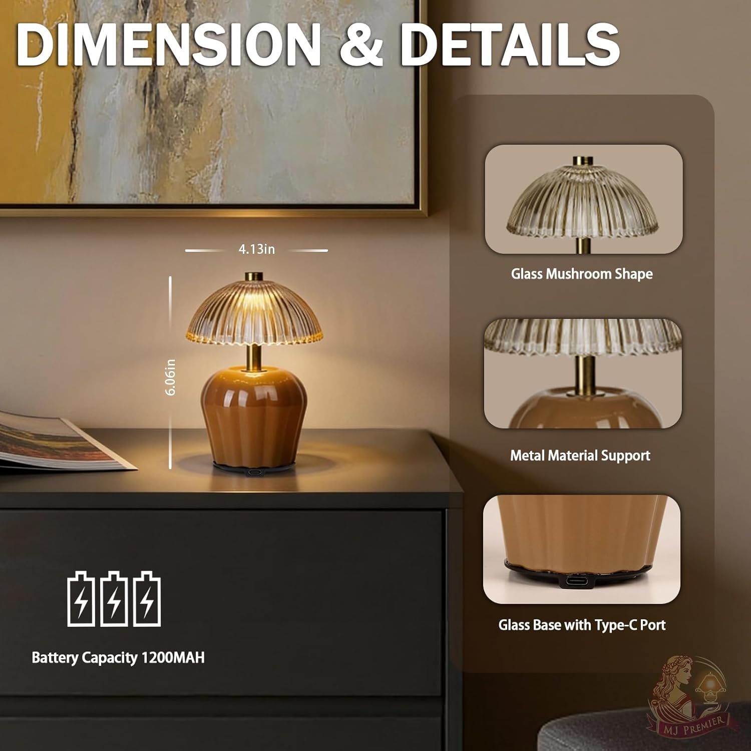 Rechargeable Table Lamp / Brown-2packs