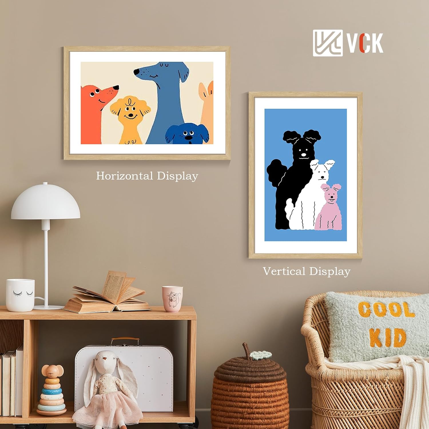 VCK 24x36 Poster Frame Oak 4 Pack, Wide Thick Wood Border, for Prints | Exclusive Woodgrain, Wall Hanging, HD