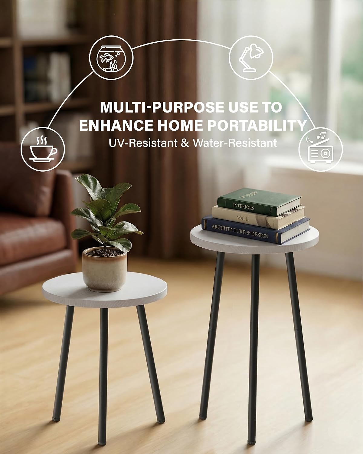 Plant Stand Indoor 2 Pack: Corner Wood Plant Stand Indoor Plant Stand | Mid Century Modern Decor - Small Round Plant