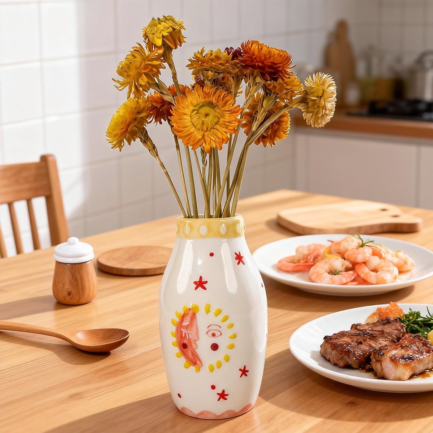 Unique Ceramic Vase / Boho Vase / Cream