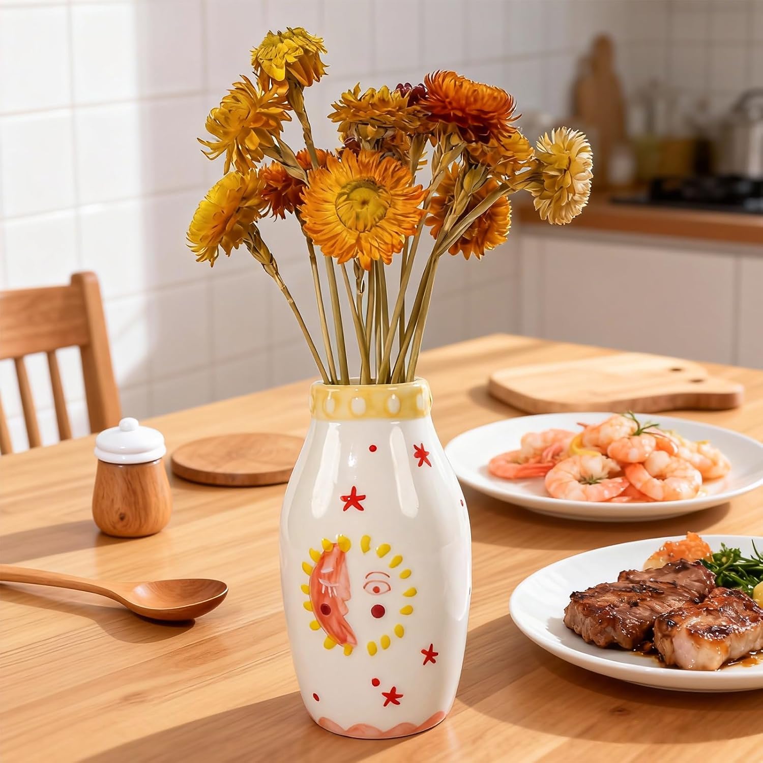Unique Ceramic Vase / Boho Vase / Cream