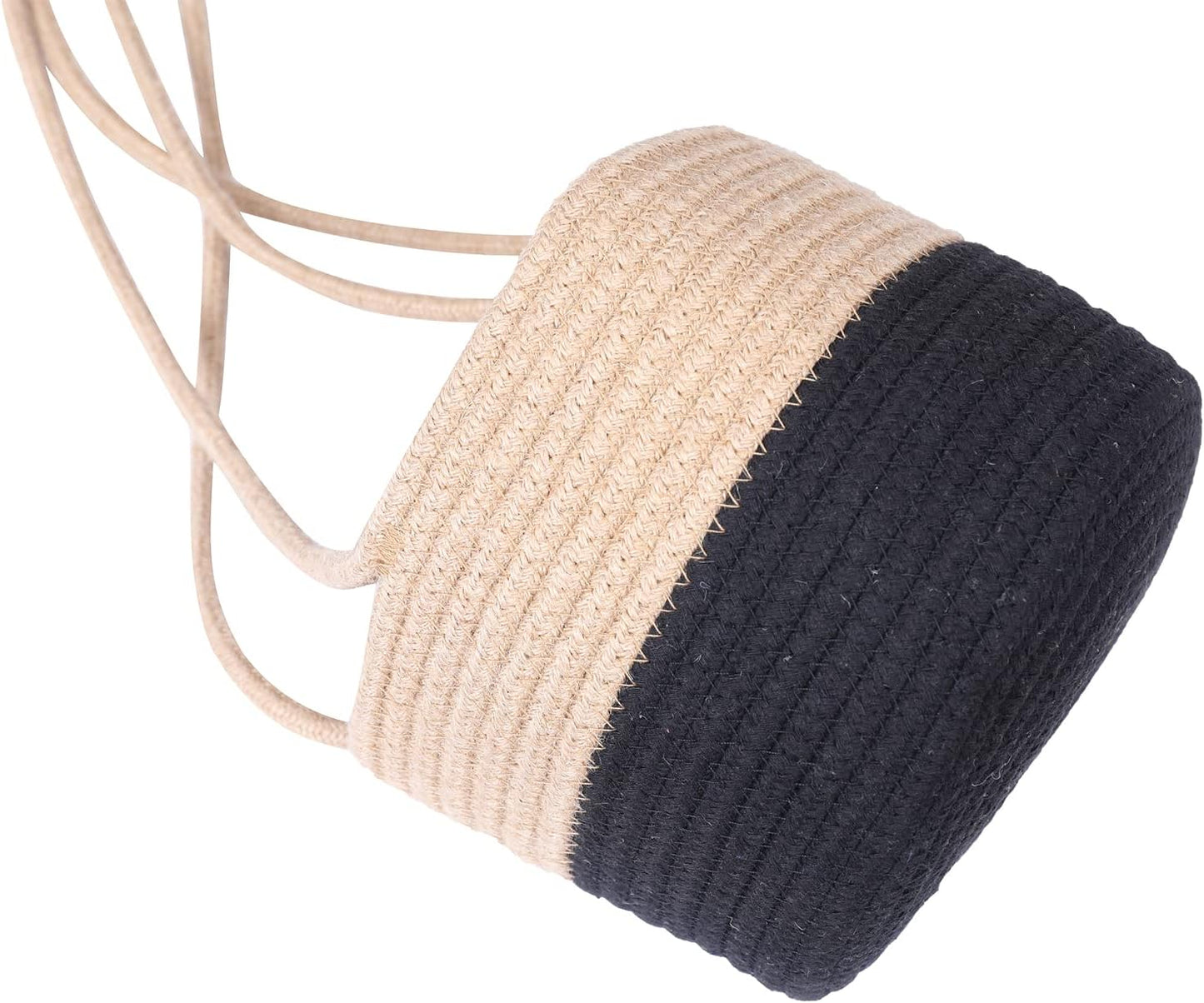 Hanging Planter Basket Jute Rope Woven Plant Hangers Indoor Hanging Plant Holder Up / Jute-black
