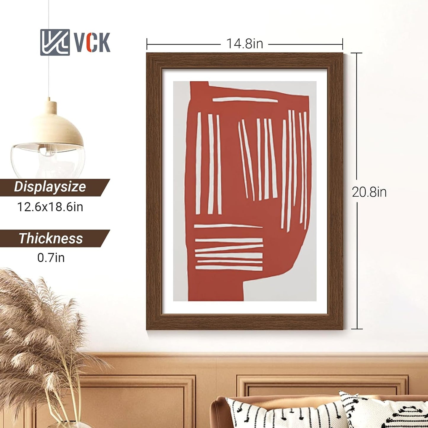 VCK 13x19 Picture Frame Brown 4 Pack, Wide Thick Wood Border, for Prints | Exclusive Woodgrain, Wall Hanging, HD