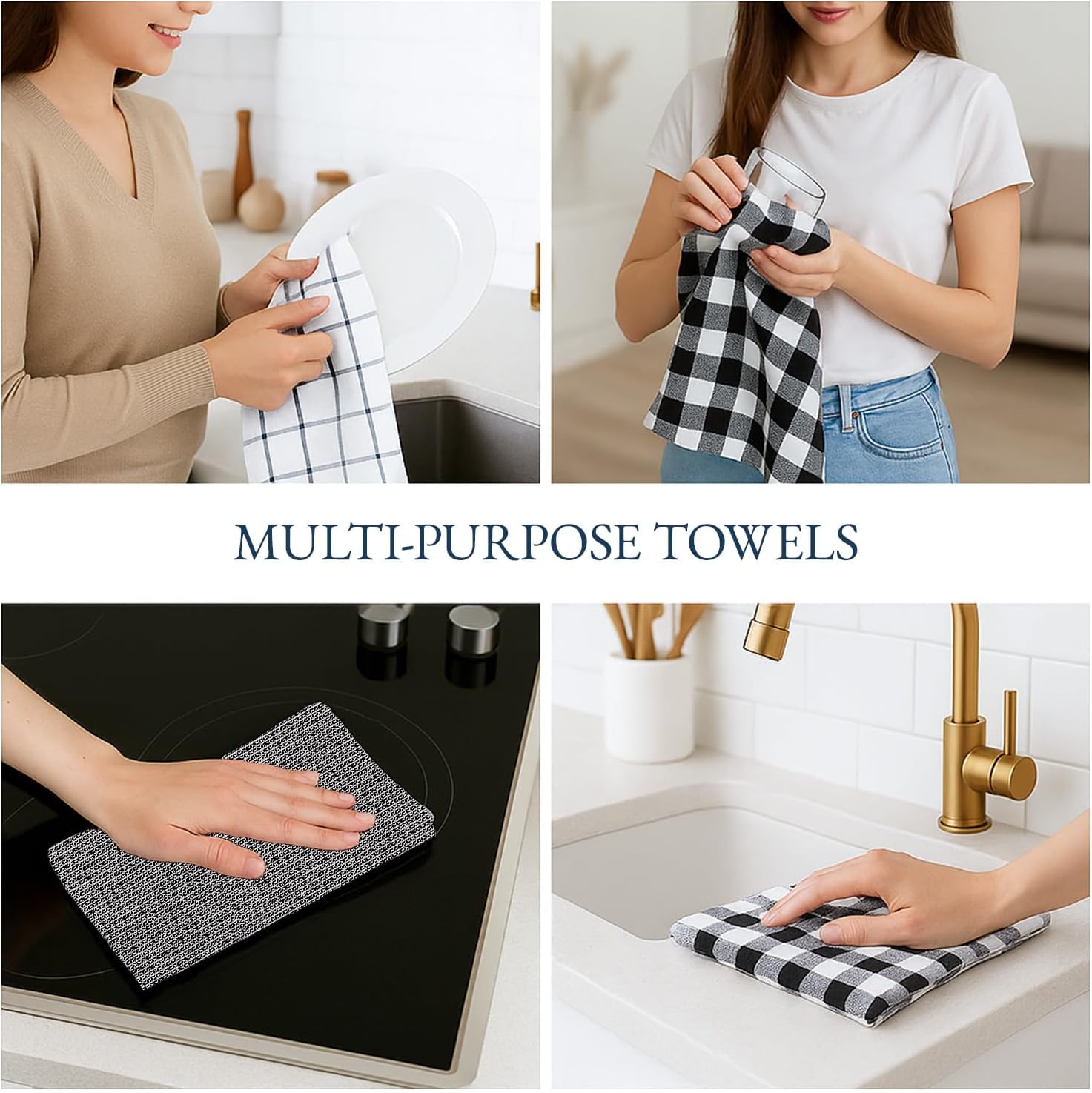 LANE LINEN Kitchen Dish Towels Set of 12 – 18”x28” Soft & Quick-Drying Hand and Tea Towels, Premium Decorative Kitchen