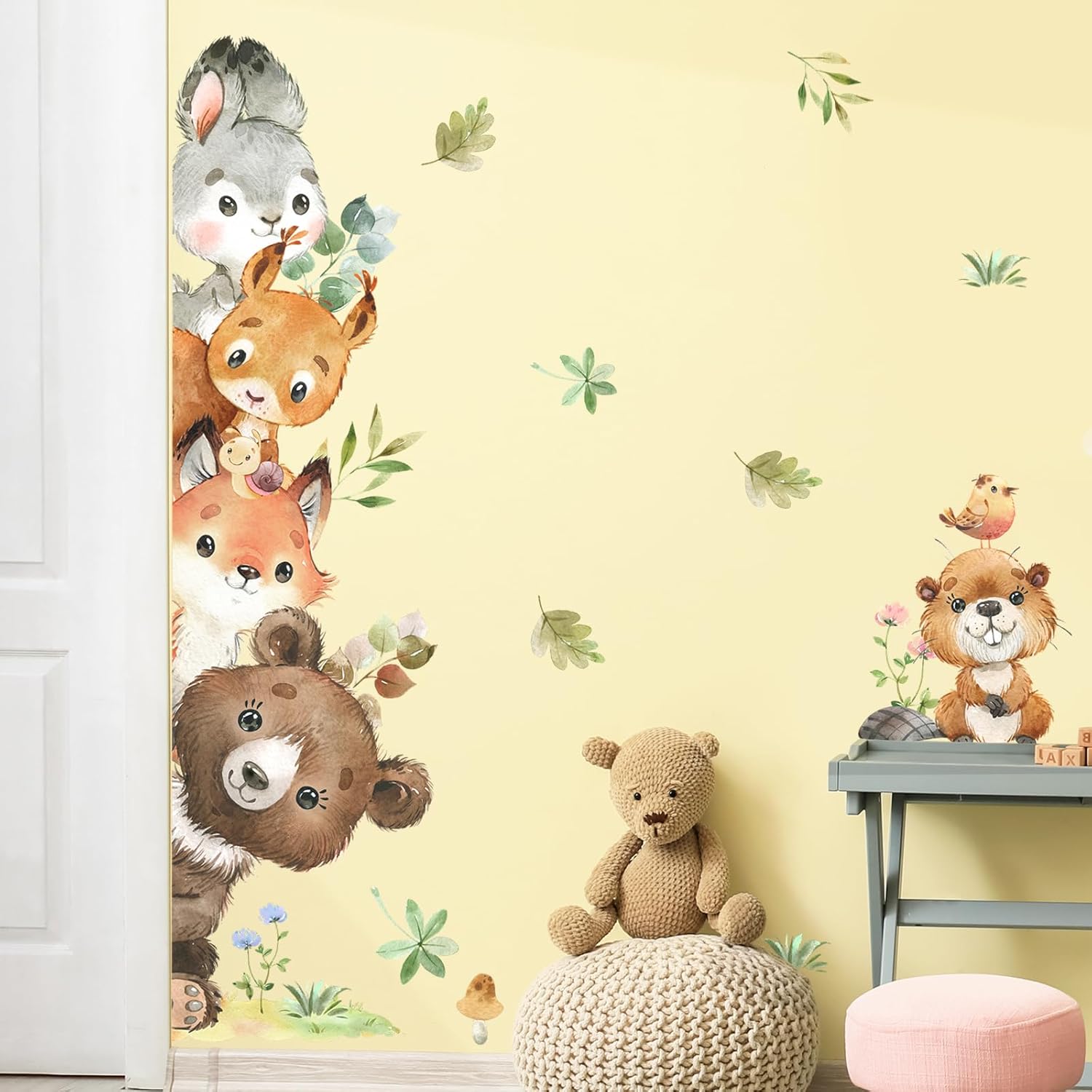 Jungle Animals Wall Stickers Cartoon Woodland Animal Wall Decals Bear Fox Forest / Animals A