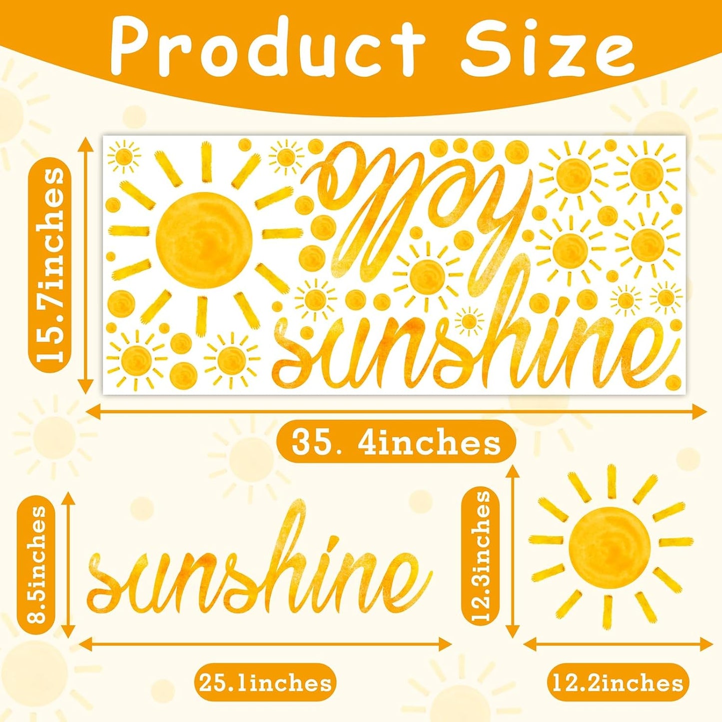 Watercolor Sun Wall Stickers Boho Sun Wall Decals Peel and Stick Polka Dots Big / Sunshine / Yellow