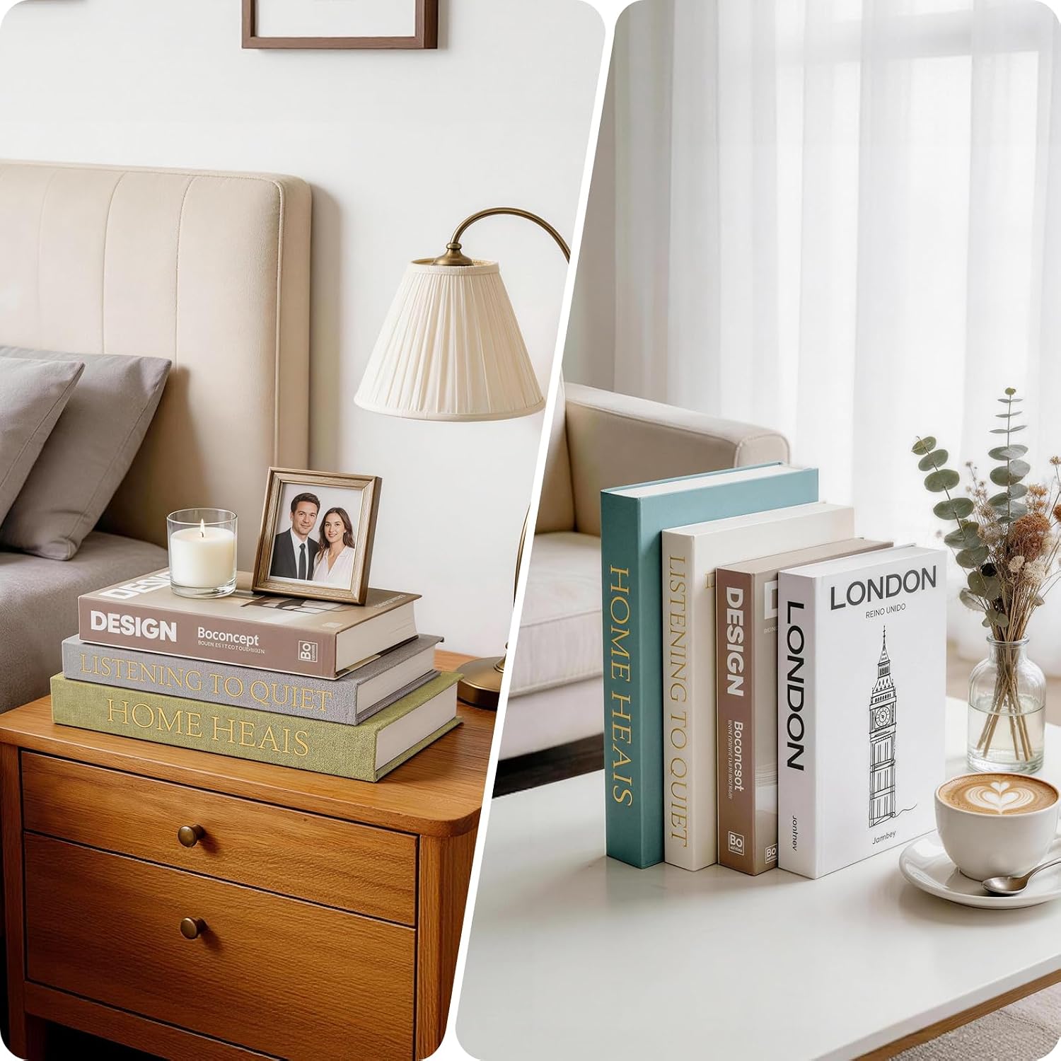 Faux Decorative Books / Light Blue-beige-taupe-white / Set of 4