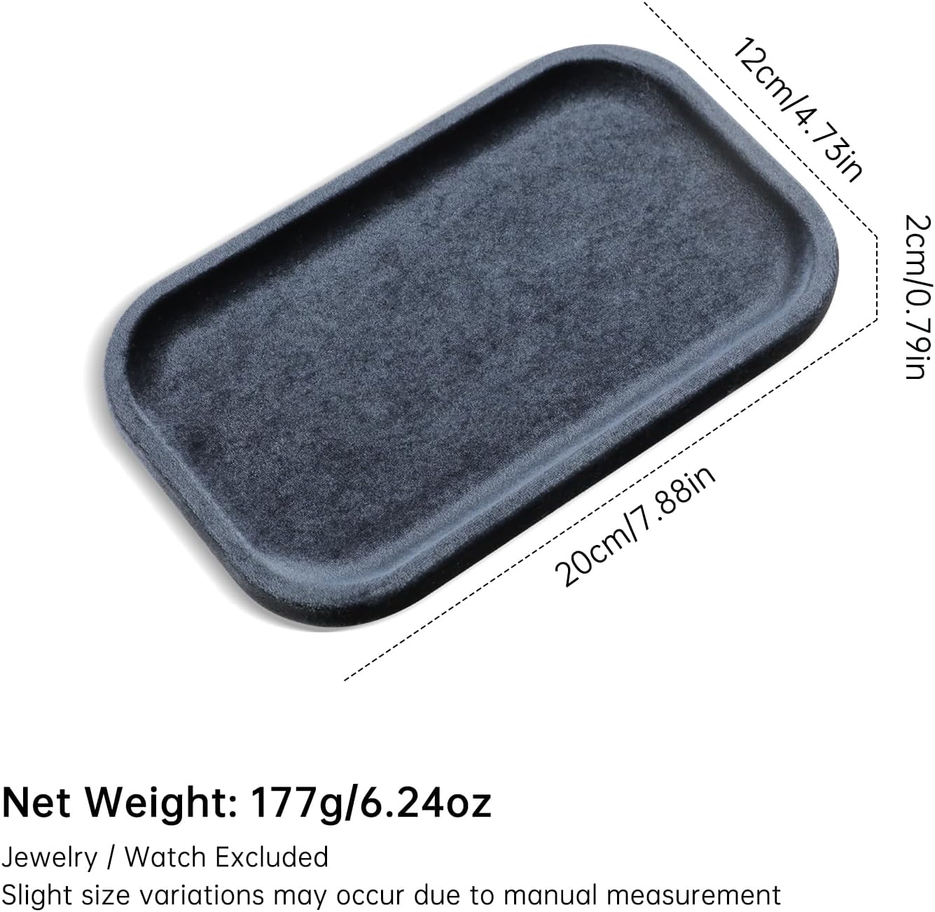 Resilient Velvet Jewelry Display Tray for Ring Earrings Bracelet Necklace / Slate Gray / 7.9 x 4.7