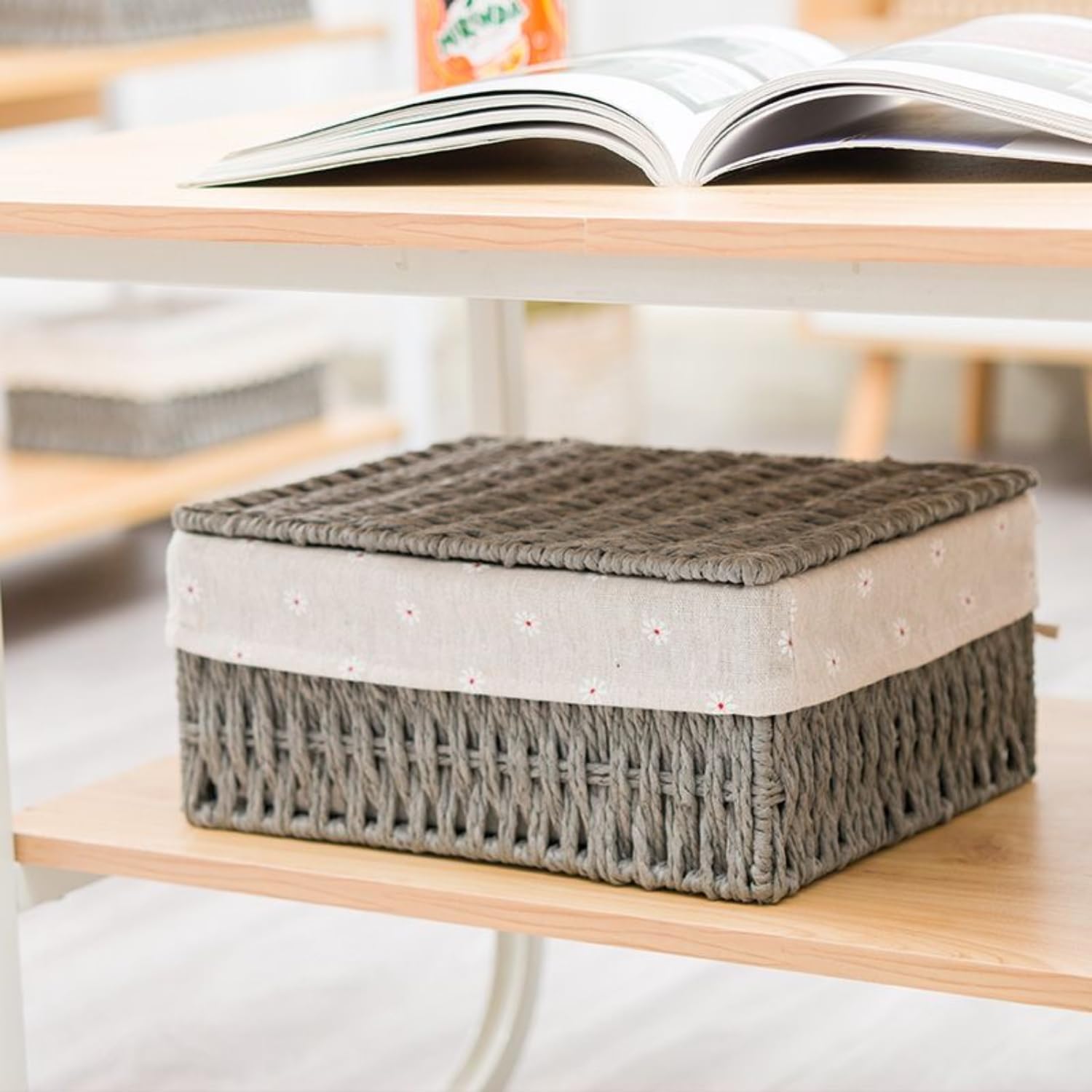 Woven Storage Basket / Grey / 7 x 4.3 x 3