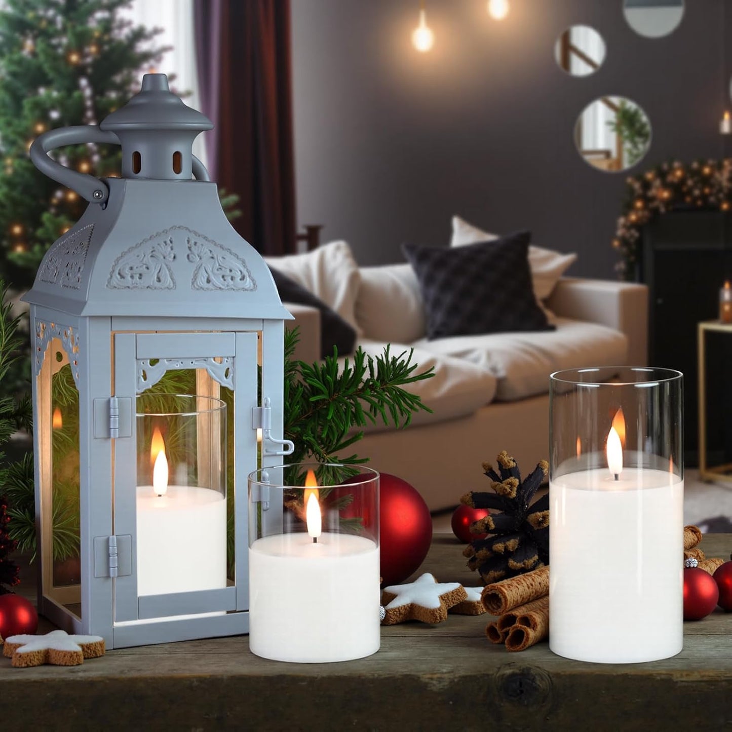 GenSwin Glass Flameless Candles Battery Operated with Remote Clear | LED Candles, 3 Pack, Real Wax, Fake Candles