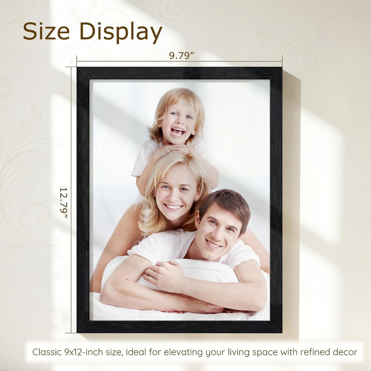 Wiscet 9x12 Picture Frame Set of 16, Black Woodgrain | Photo Frame with HD Plexiglass, for Wall or Tabletop