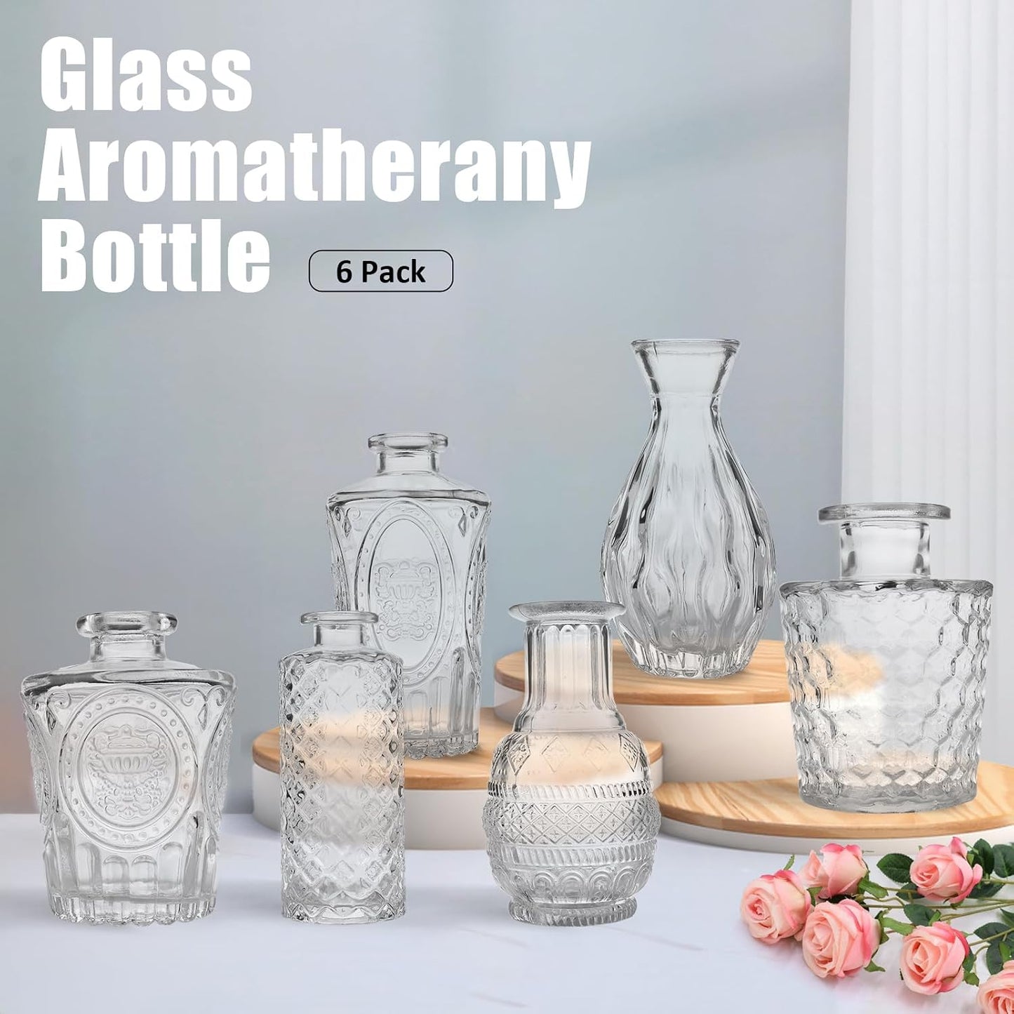 Mini Glass Bud Vases / Clear / Set of 6