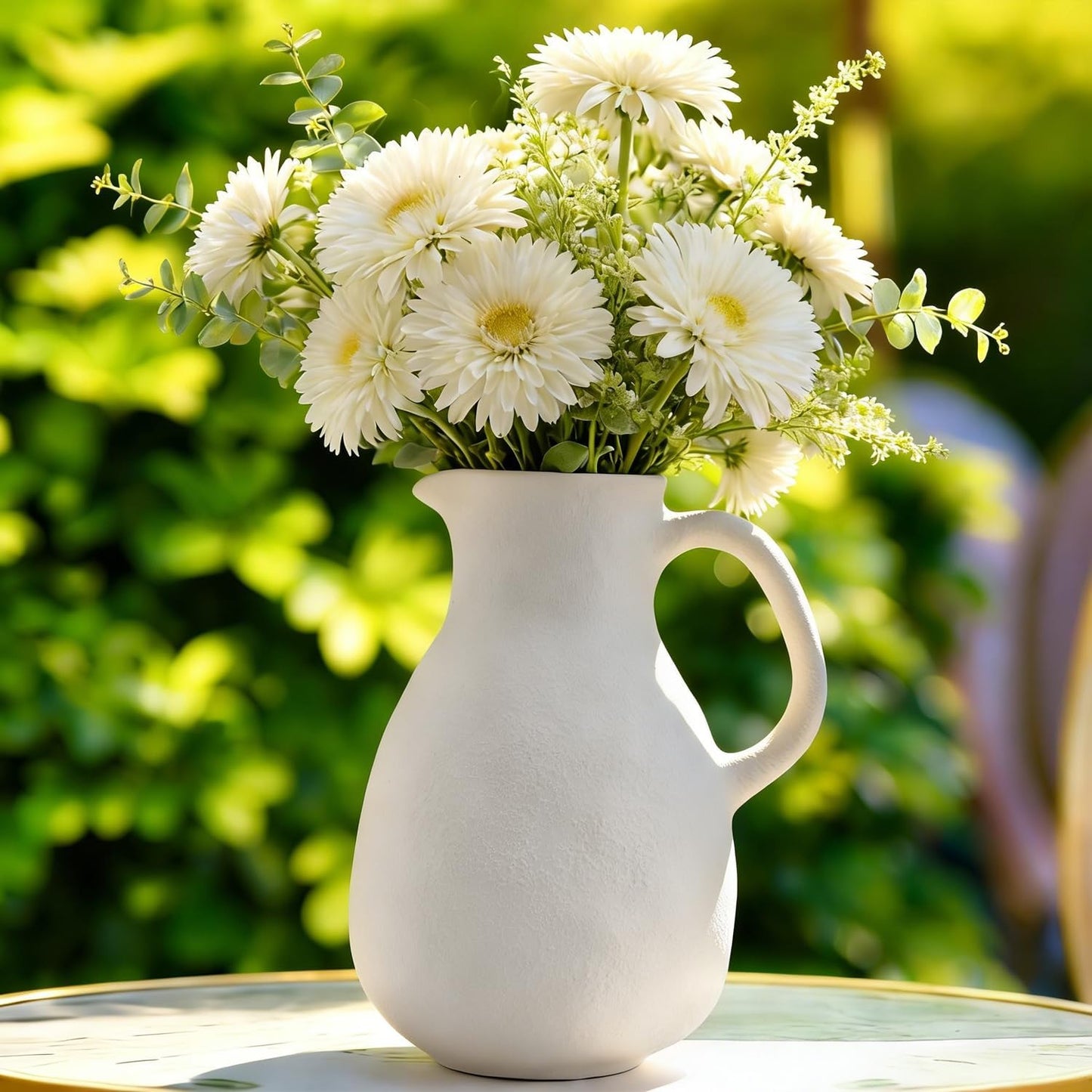 Ceramic Flower Vase Farmhouse Vase / White / 8 Inch