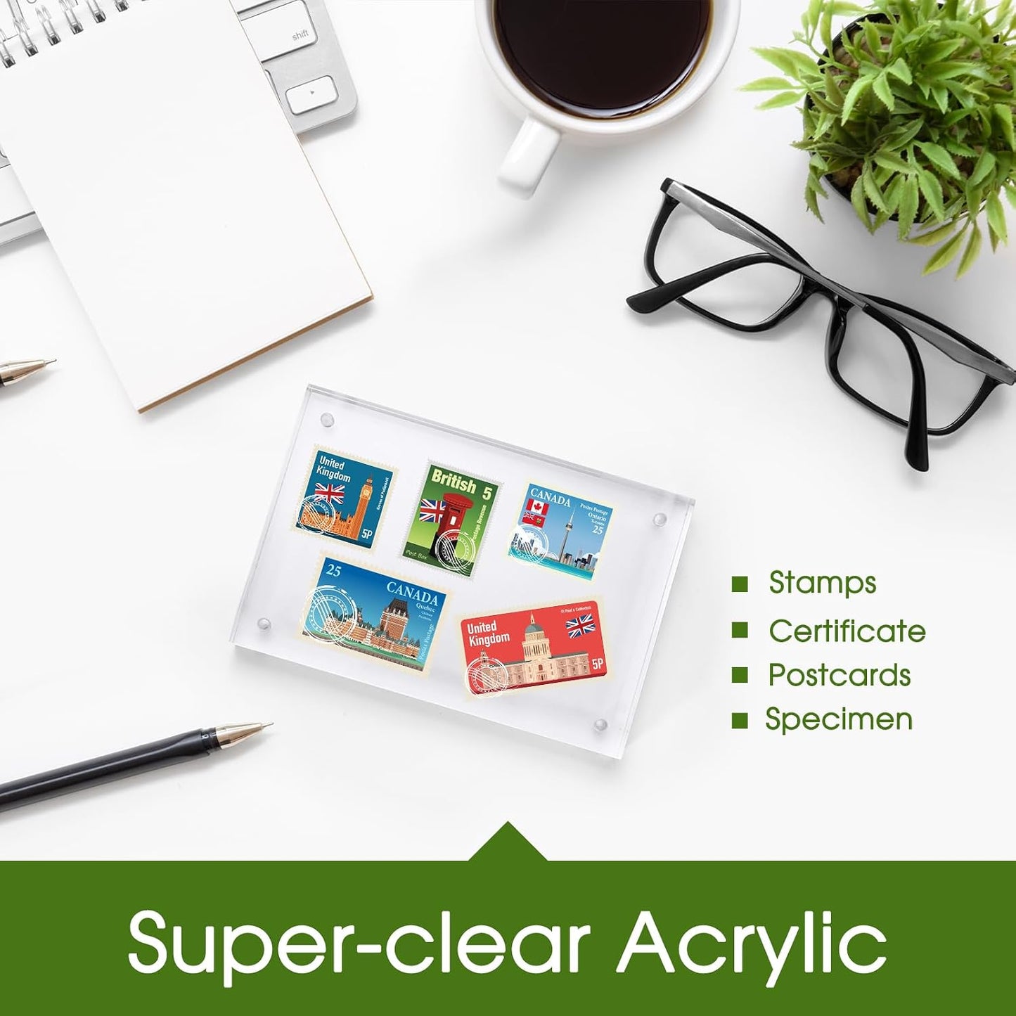 SYNTRIFIC 4x6 Acrylic Frames 6 Pack,10+10mm Thickness Acrylic Picture Frames,Freestanding Double Sided Magnetic Picture