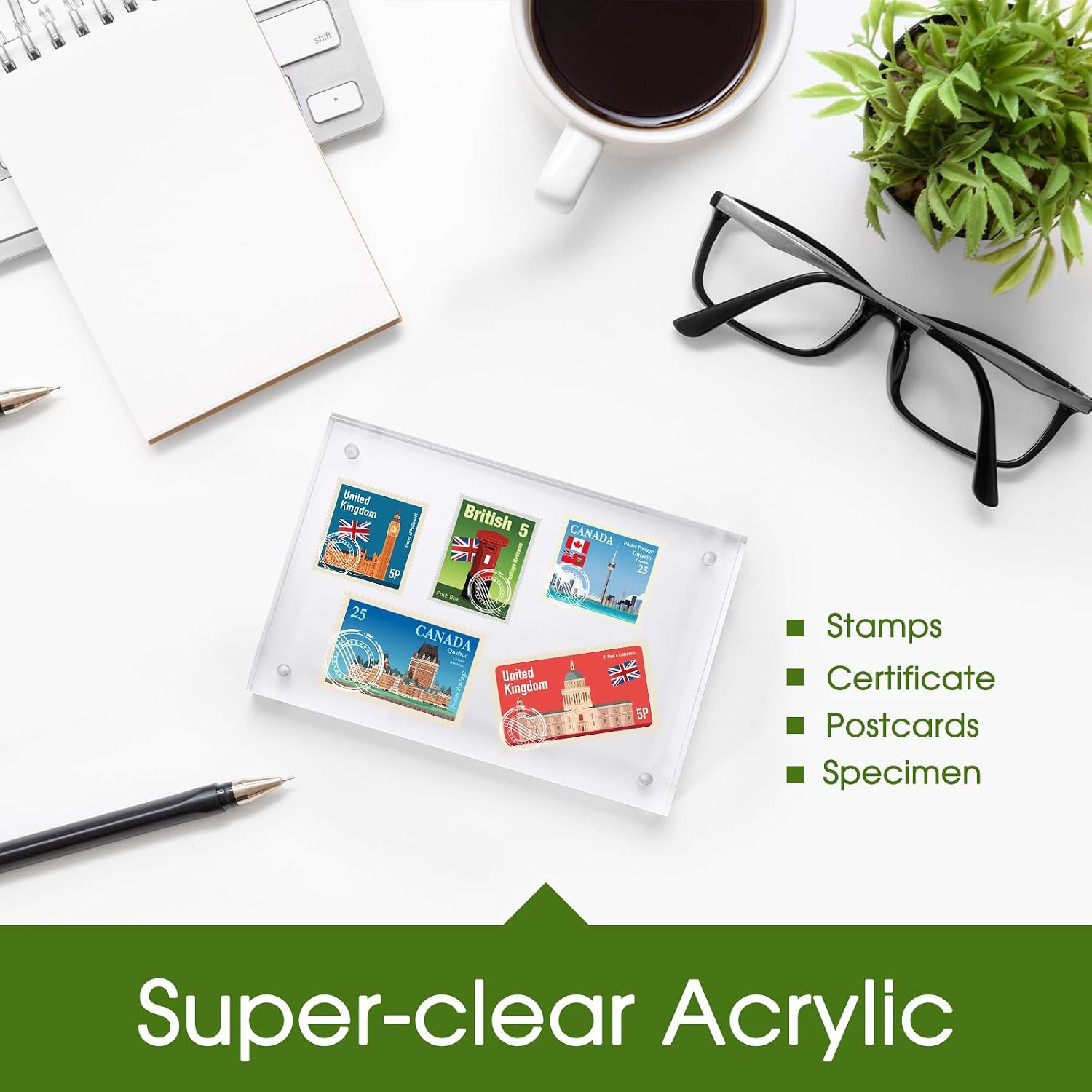 SYNTRIFIC 4x6 Acrylic Frames 6 Pack,10+10mm Thickness Acrylic Picture Frames,Freestanding Double Sided Magnetic Picture