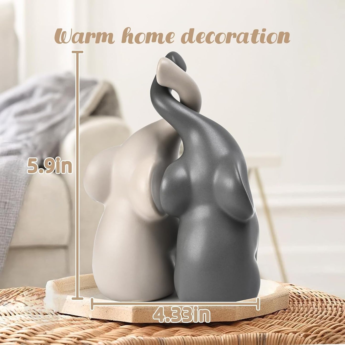 Elephant Statues Home Decor Small Figurines Home Ceramic Decor Sisterhood Elephant Ornament