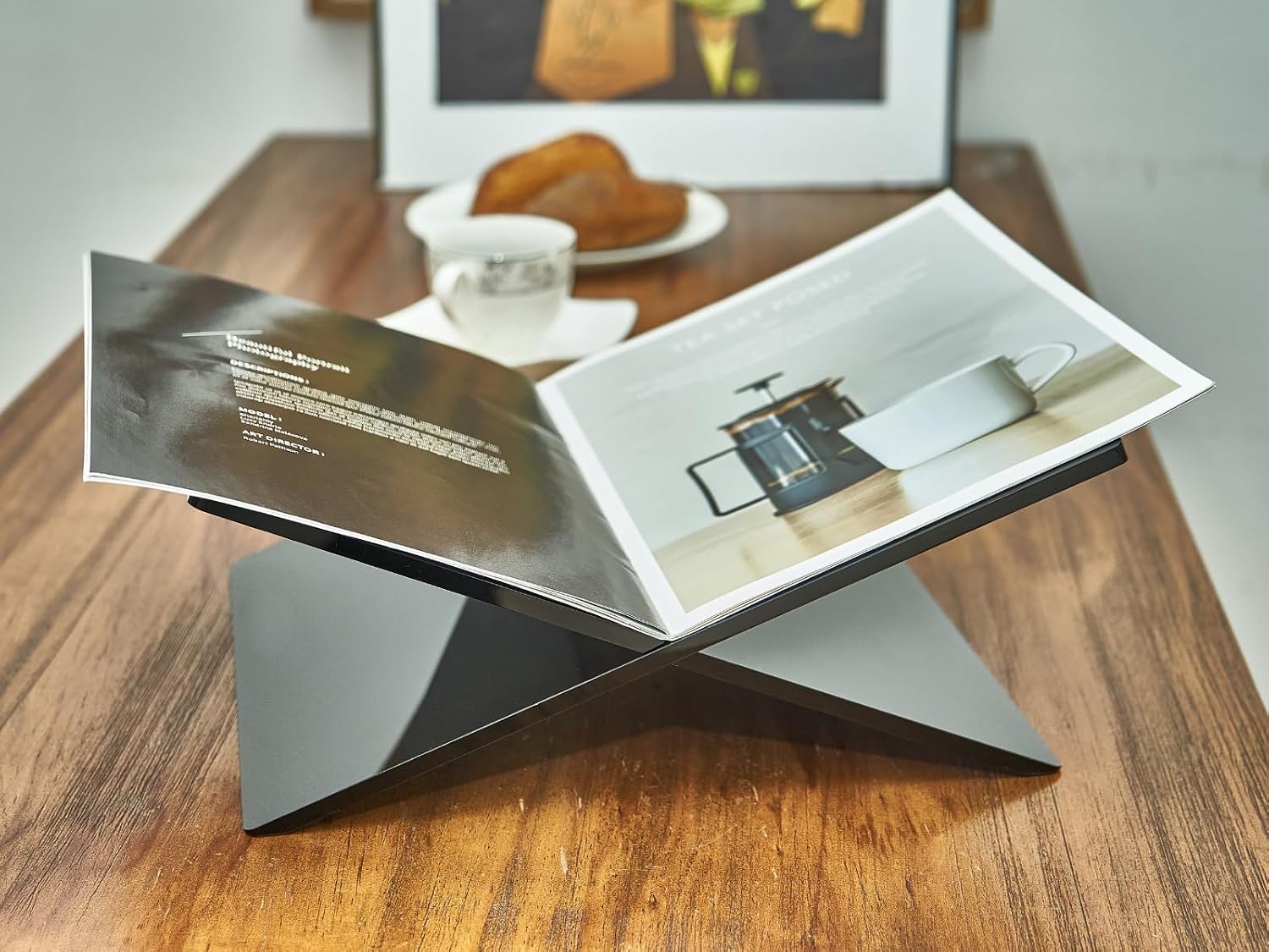 Honygebia Black Acrylic Book Stand, Cross Frame Open Display Holder | Smoked Black Acrylic, 8mm Thick, 9.5"D X 12.5"W X