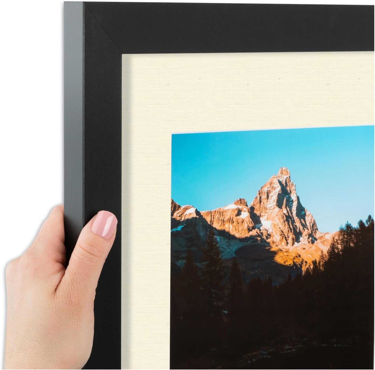 ArtToFrames Collage Picture Frame 3 Opening 3-5x7 Photo Frame | Made in USA | Black Frame Ivory and Black Mats | Wall