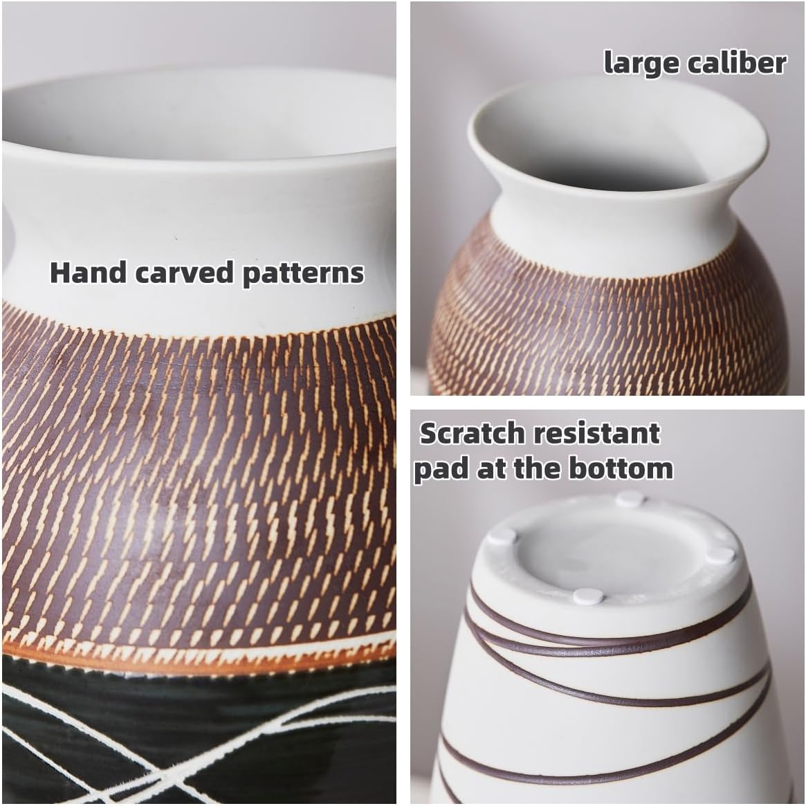 Home Decor Tall Boho Textured Vases / Style 1 / 12.6