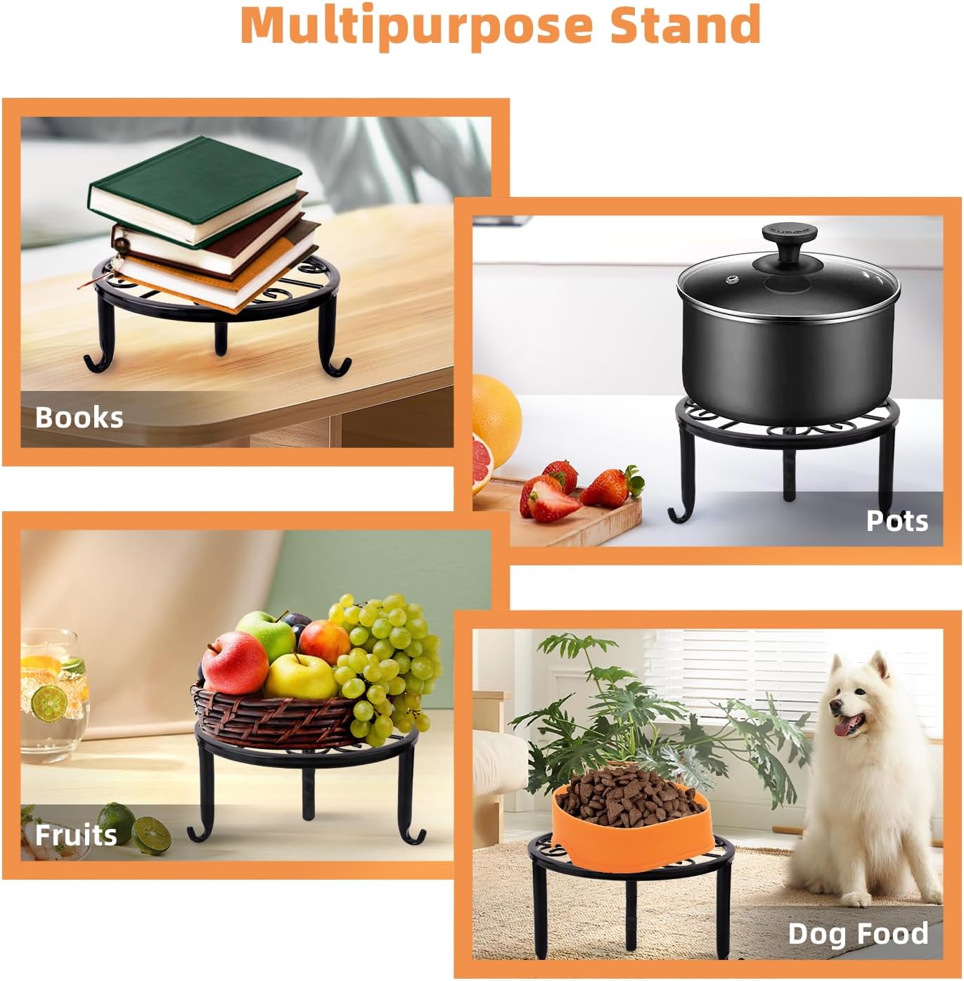 6-Pack Metal Plant Stand,Heavy Duty Flower Pot Stands for Multiple Plant,Outdoor Anti-Rust Plant Pot Shelf, Round Plant