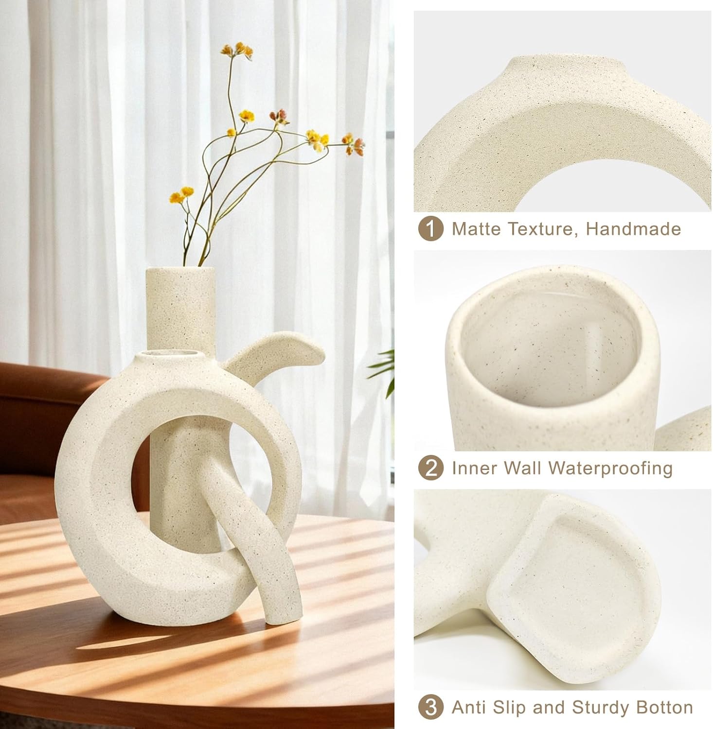 Assemble OK Ceramic Vase / Beige White / Set of 2