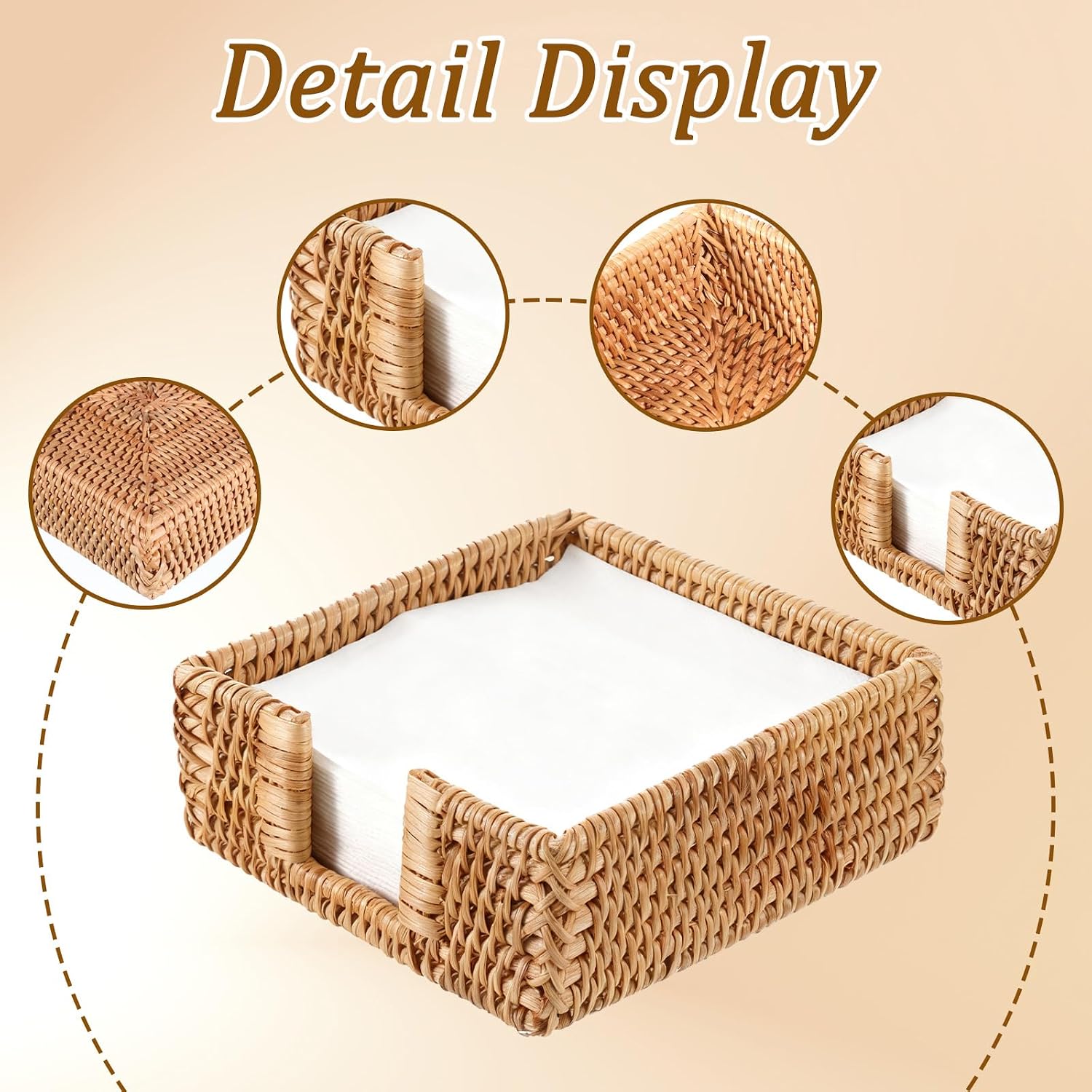 Rattan Napkin Holder Square / 7 x 7 x 2.4