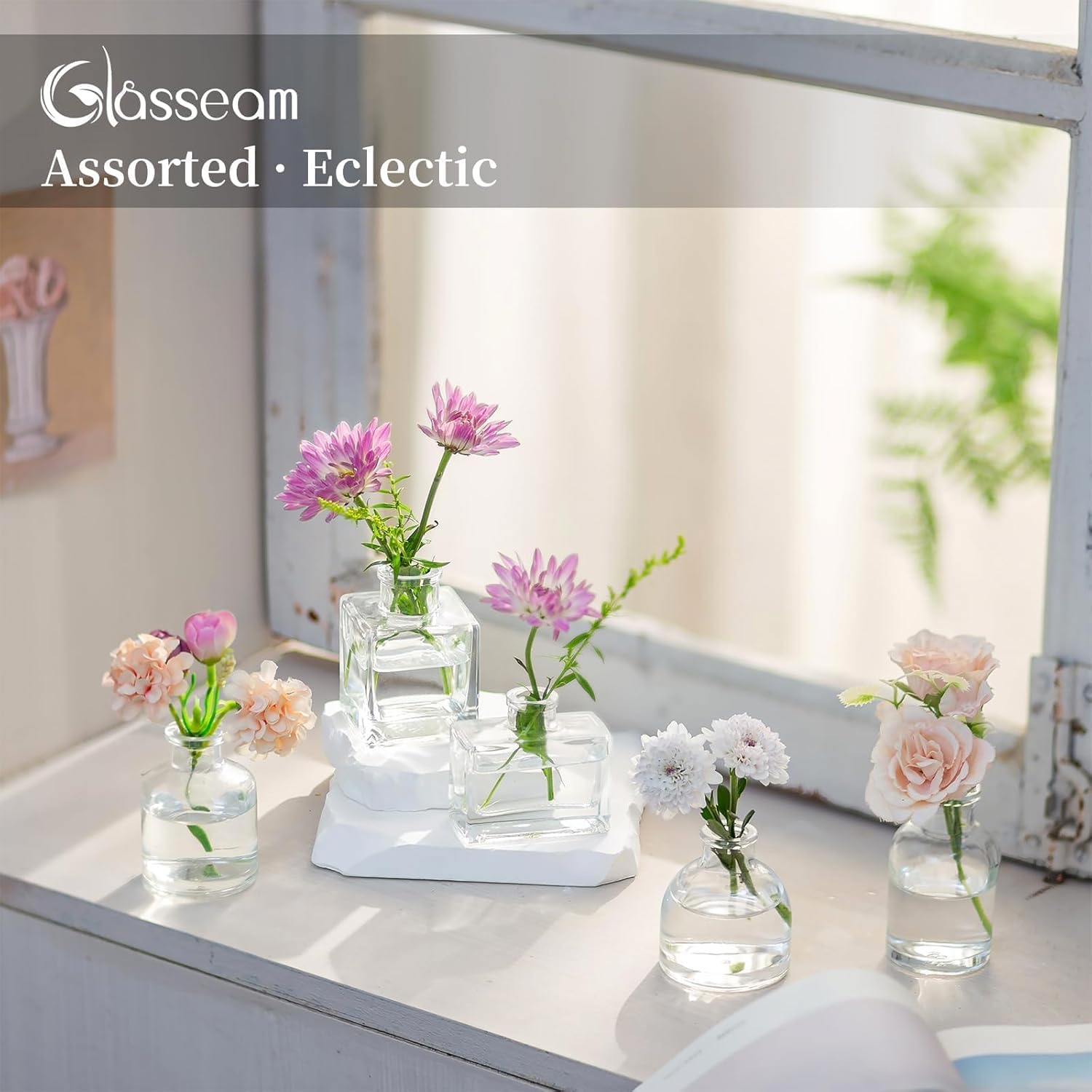 Clear Small Flower Vase Tiny Glass Vases for Flowers Modern / 01-clear / Set of 20