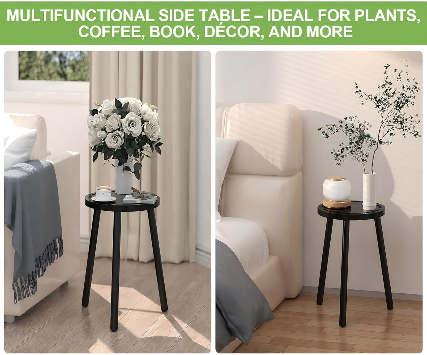 Wood Plant Stands Indoor, 16.7" Tall Plant Stand Outdoor Mid-Century Plant Stool, Single Plant Table Modern Small Round