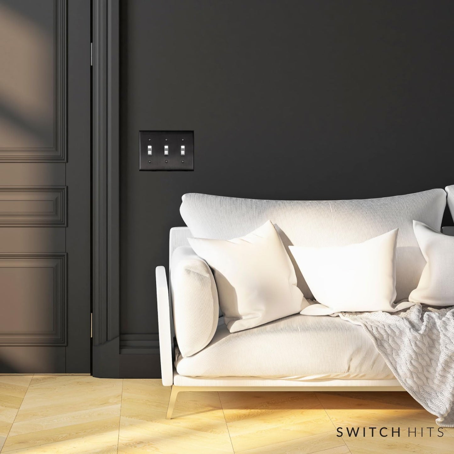 Satin Nickel Black Outlet Wall Plate | 3 Toggle | 6.25" x 4.5" | Hand-Polished Brass Construction | Electrical Switch